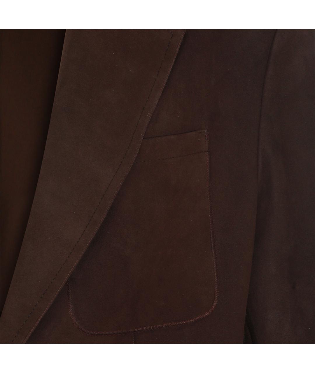 CANALI Коричневый кожаный пиджак, фото 3