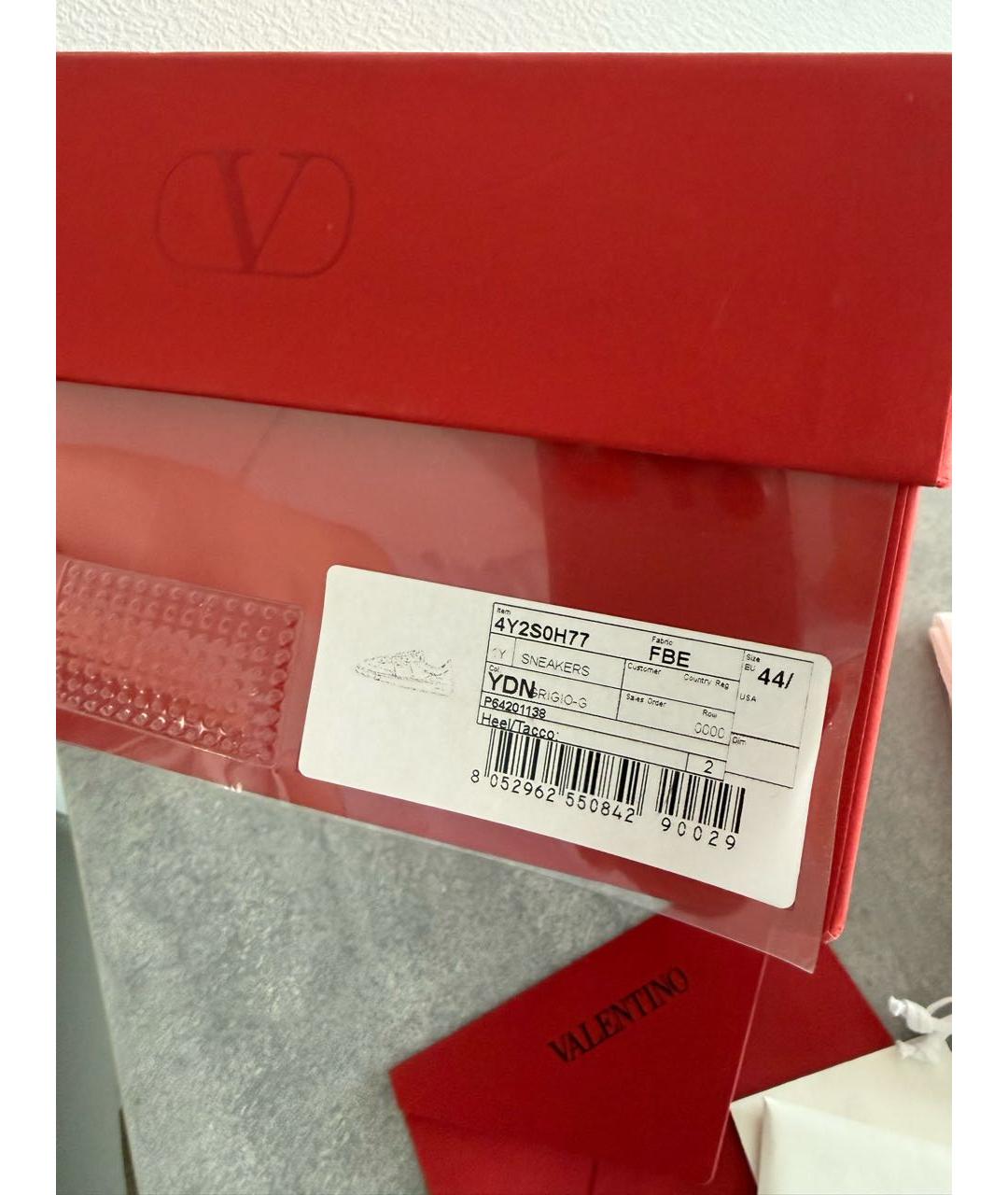 VALENTINO Темно-синие кожаные низкие кроссовки / кеды, фото 6