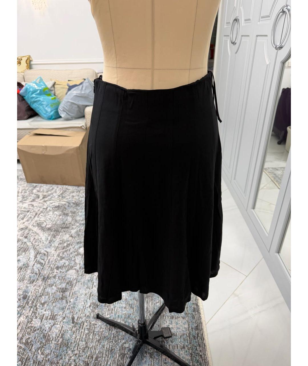 RALPH LAUREN Черная шелковая юбка миди, фото 2