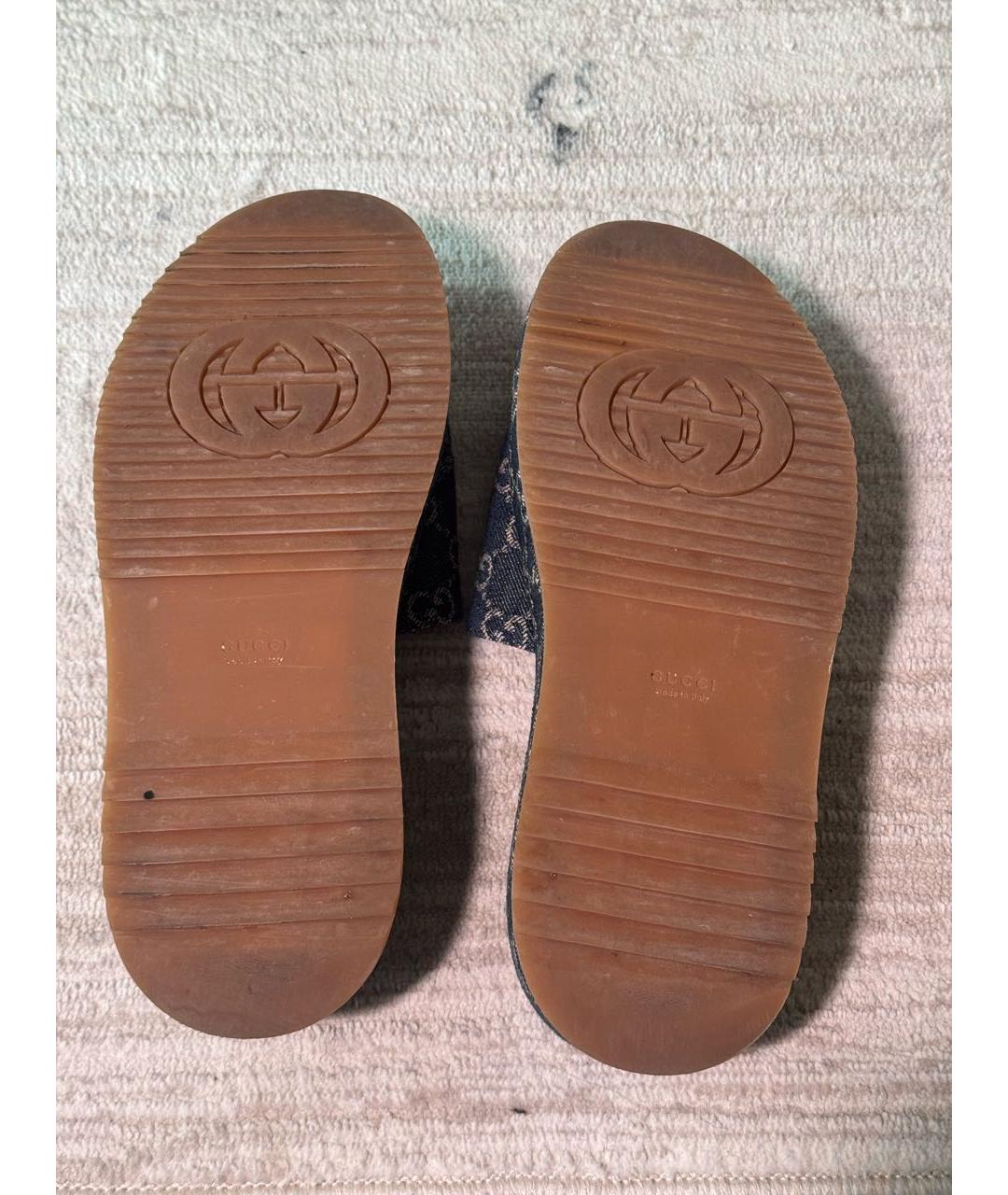 GUCCI Темно-синие текстильные шлепанцы, фото 7