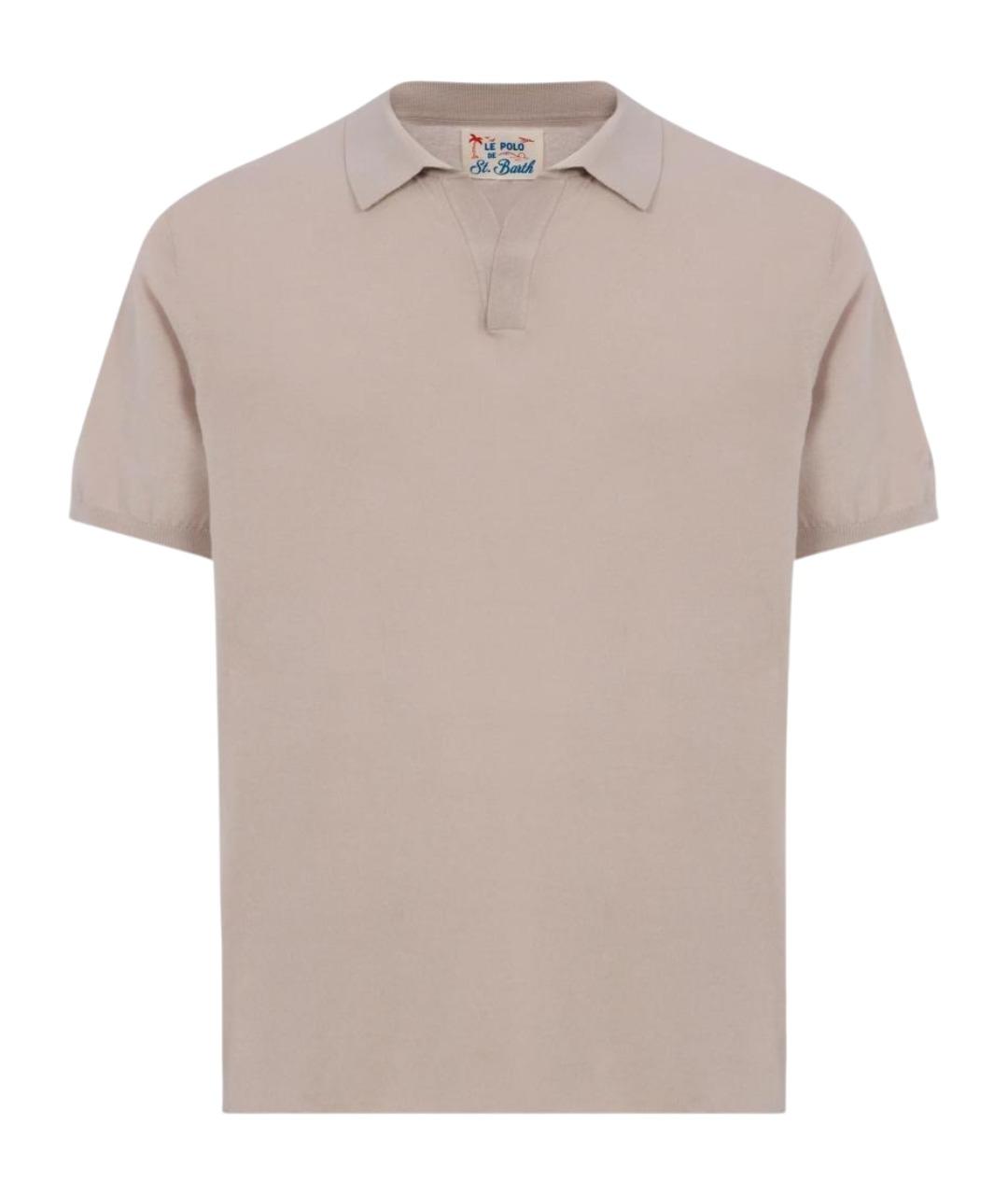 MC2 SAINT BARTH Бежевое хлопковое поло с коротким рукавом, фото 1