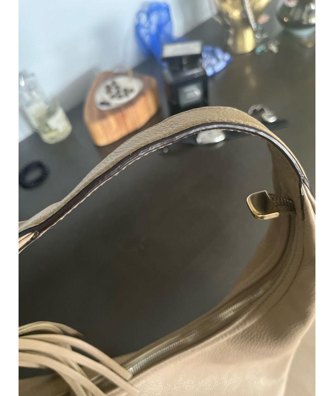 GUCCI Бежевая кожаная сумка тоут, фото 6