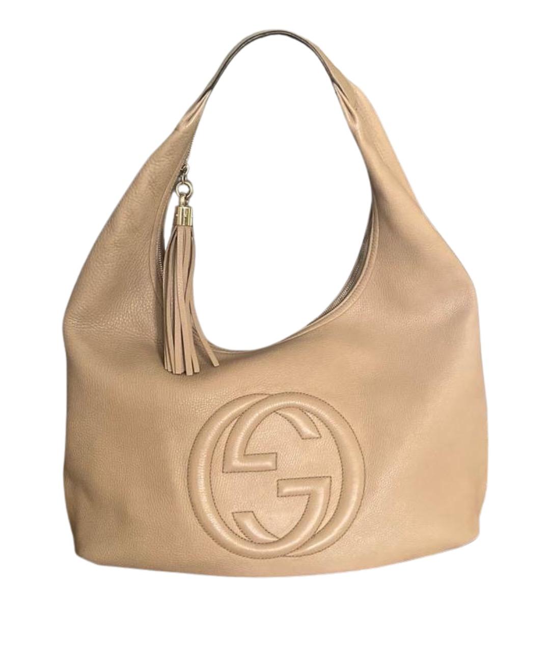 GUCCI Бежевая кожаная сумка тоут, фото 1