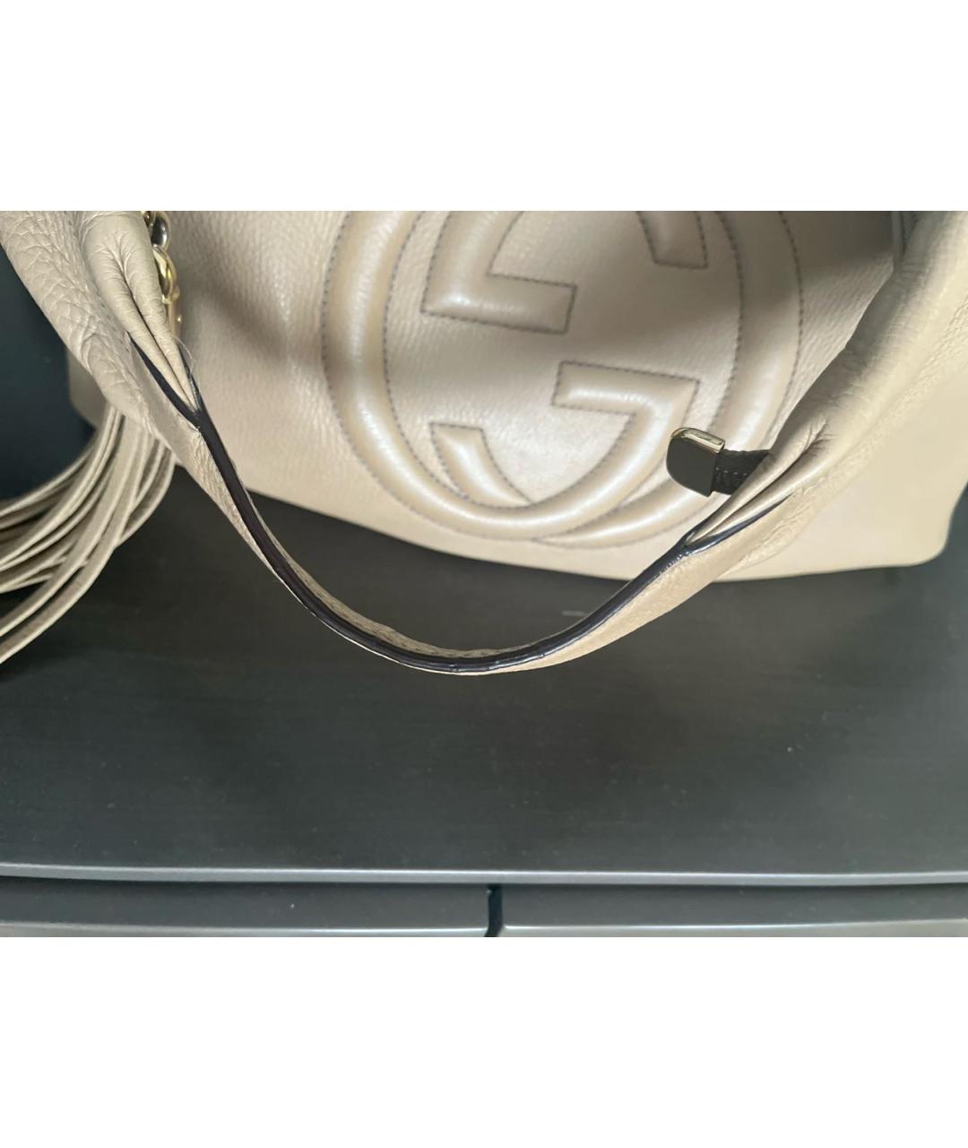 GUCCI Бежевая кожаная сумка тоут, фото 5