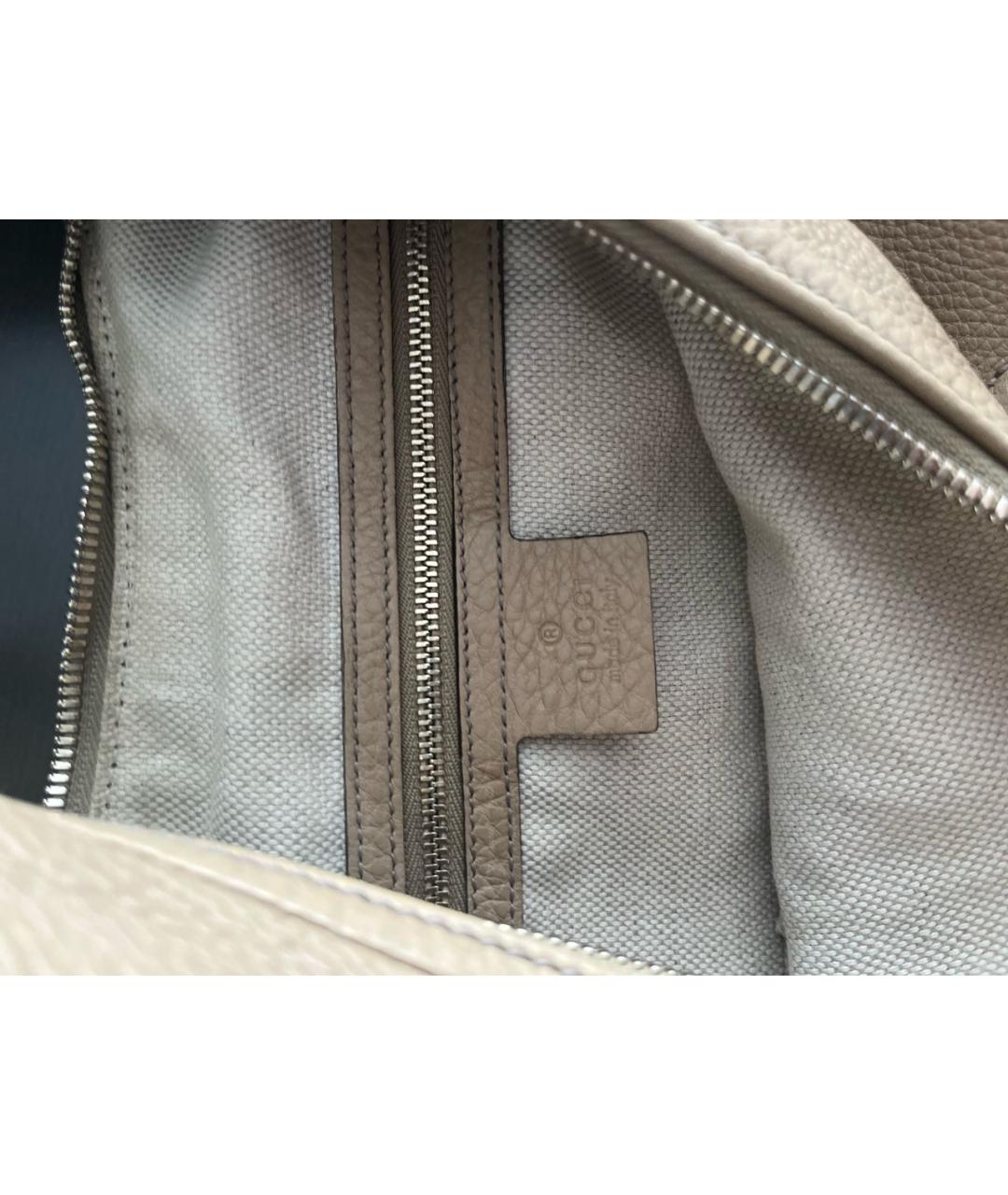 GUCCI Бежевая кожаная сумка тоут, фото 8