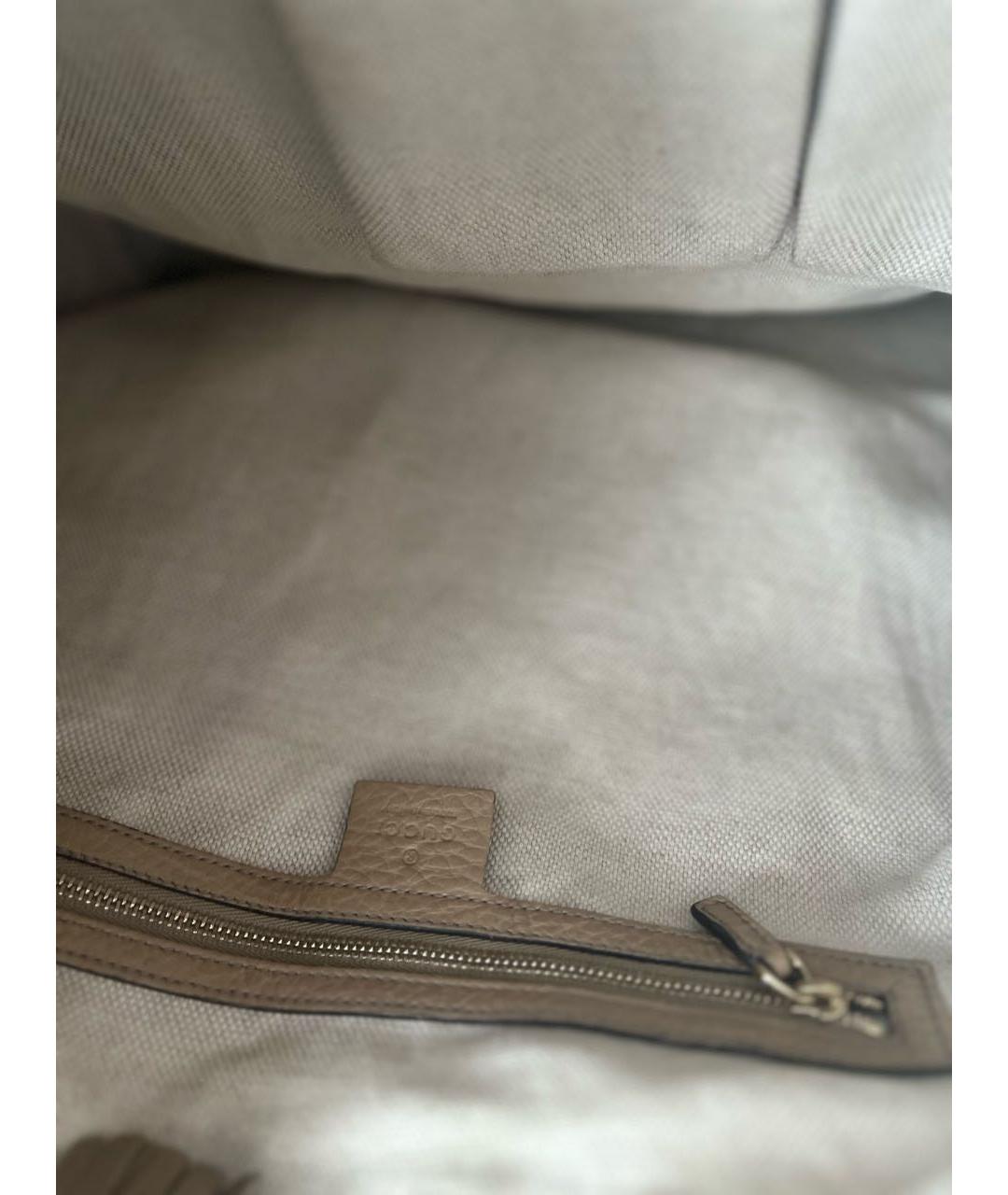 GUCCI Бежевая кожаная сумка тоут, фото 7