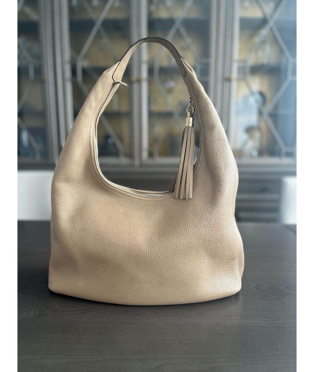 GUCCI Бежевая кожаная сумка тоут, фото 3