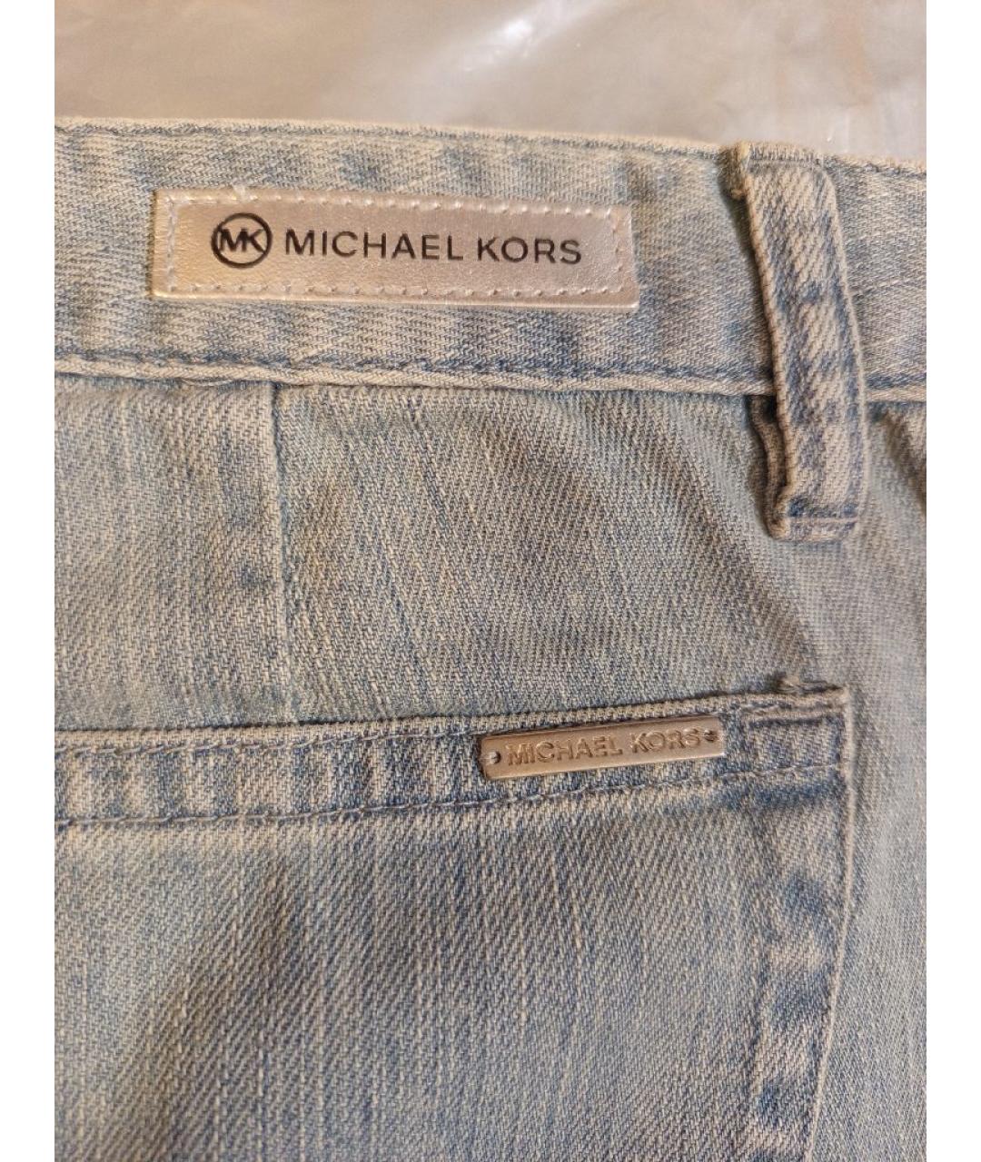 MICHAEL KORS Голубые хлопковые прямые джинсы, фото 3