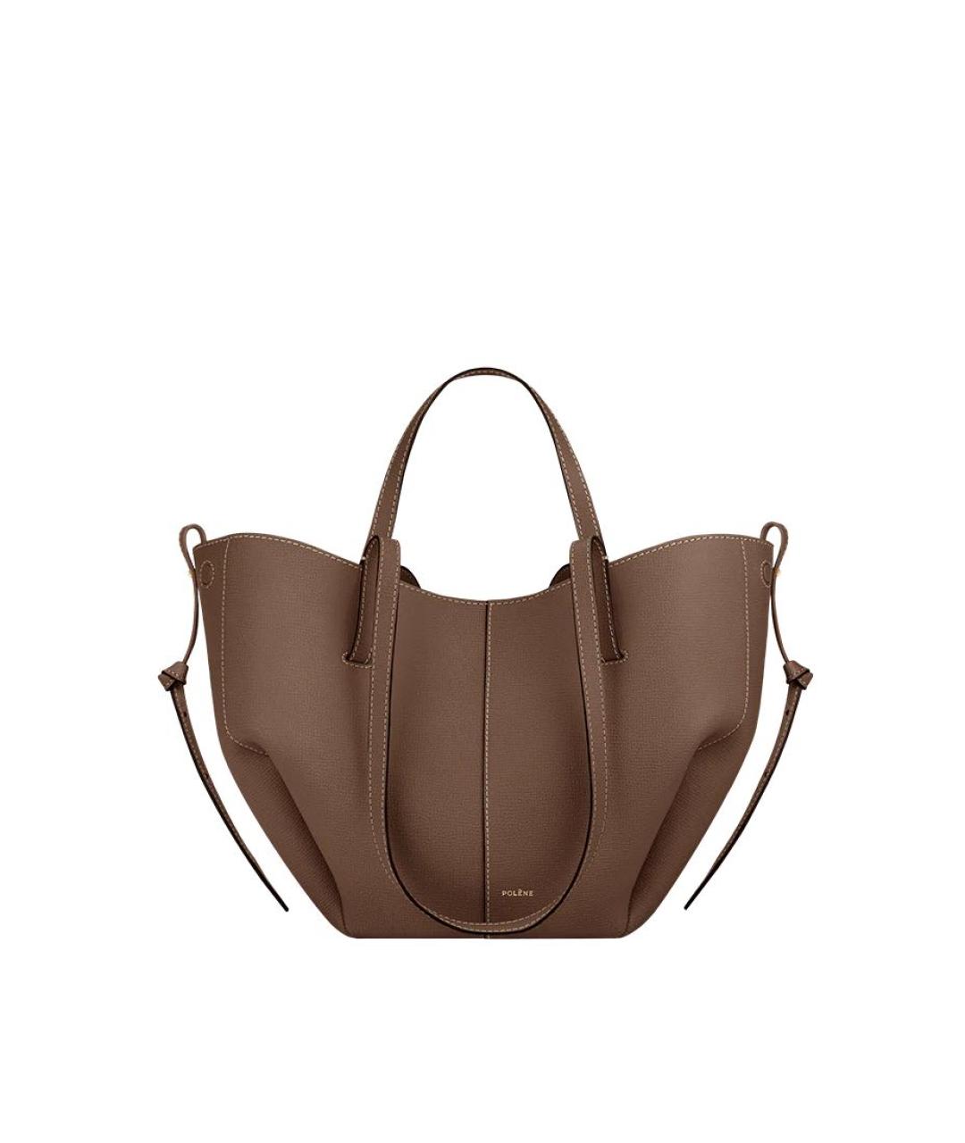 POLENE Серая кожаная сумка тоут, фото 4