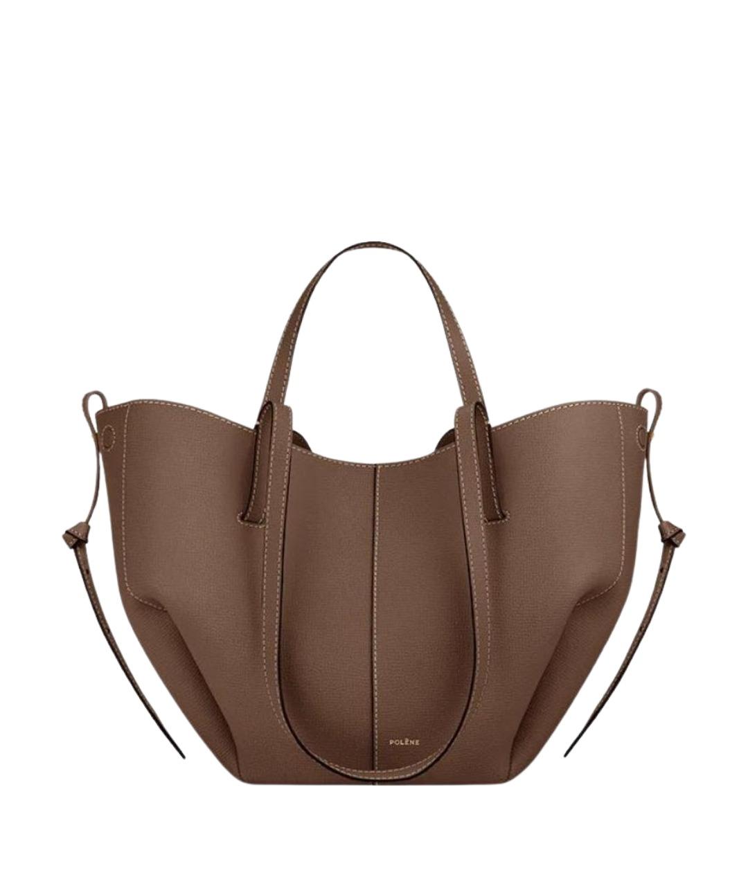 POLENE Серая кожаная сумка тоут, фото 1