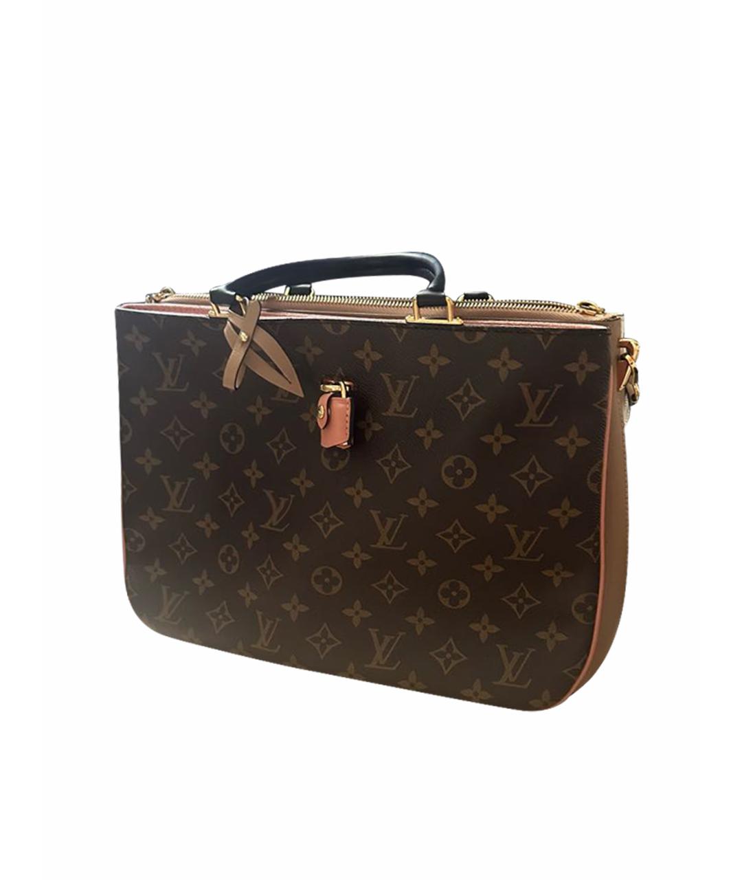LOUIS VUITTON Коричневая кожаная сумка с короткими ручками, фото 1
