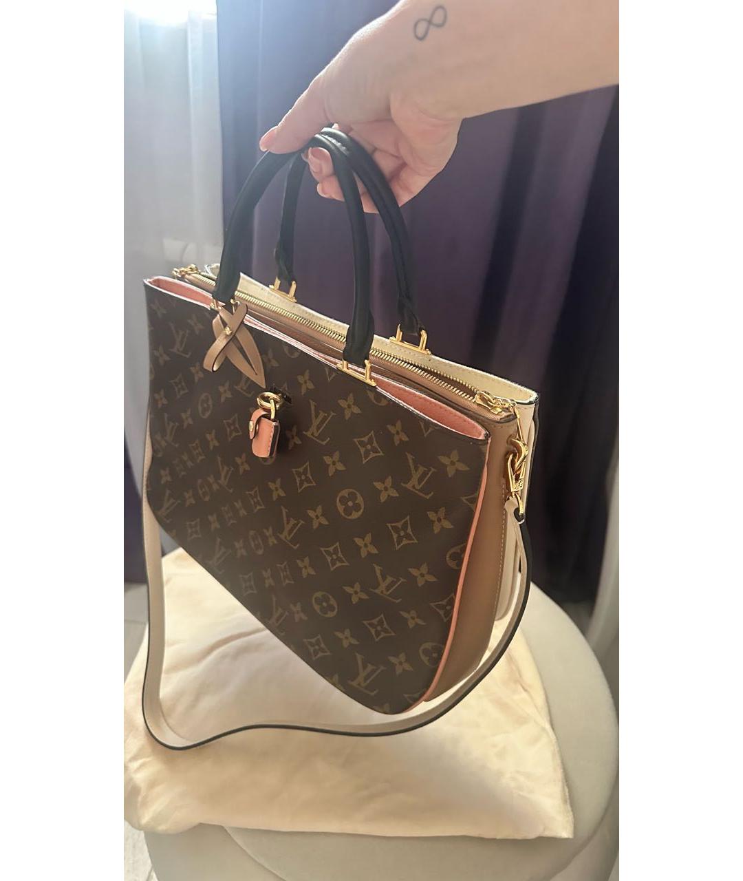 LOUIS VUITTON Коричневая кожаная сумка с короткими ручками, фото 2
