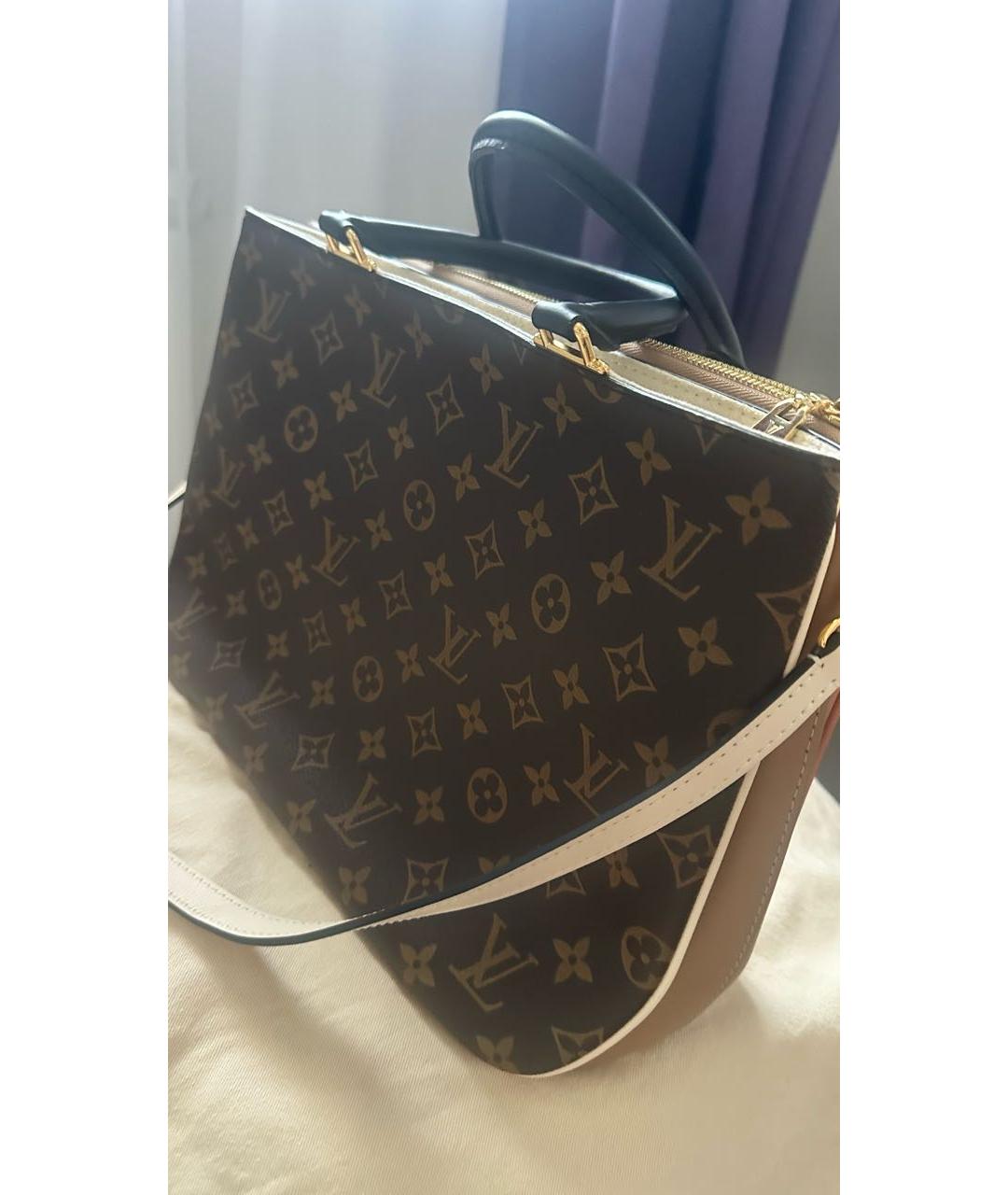 LOUIS VUITTON Коричневая кожаная сумка с короткими ручками, фото 3