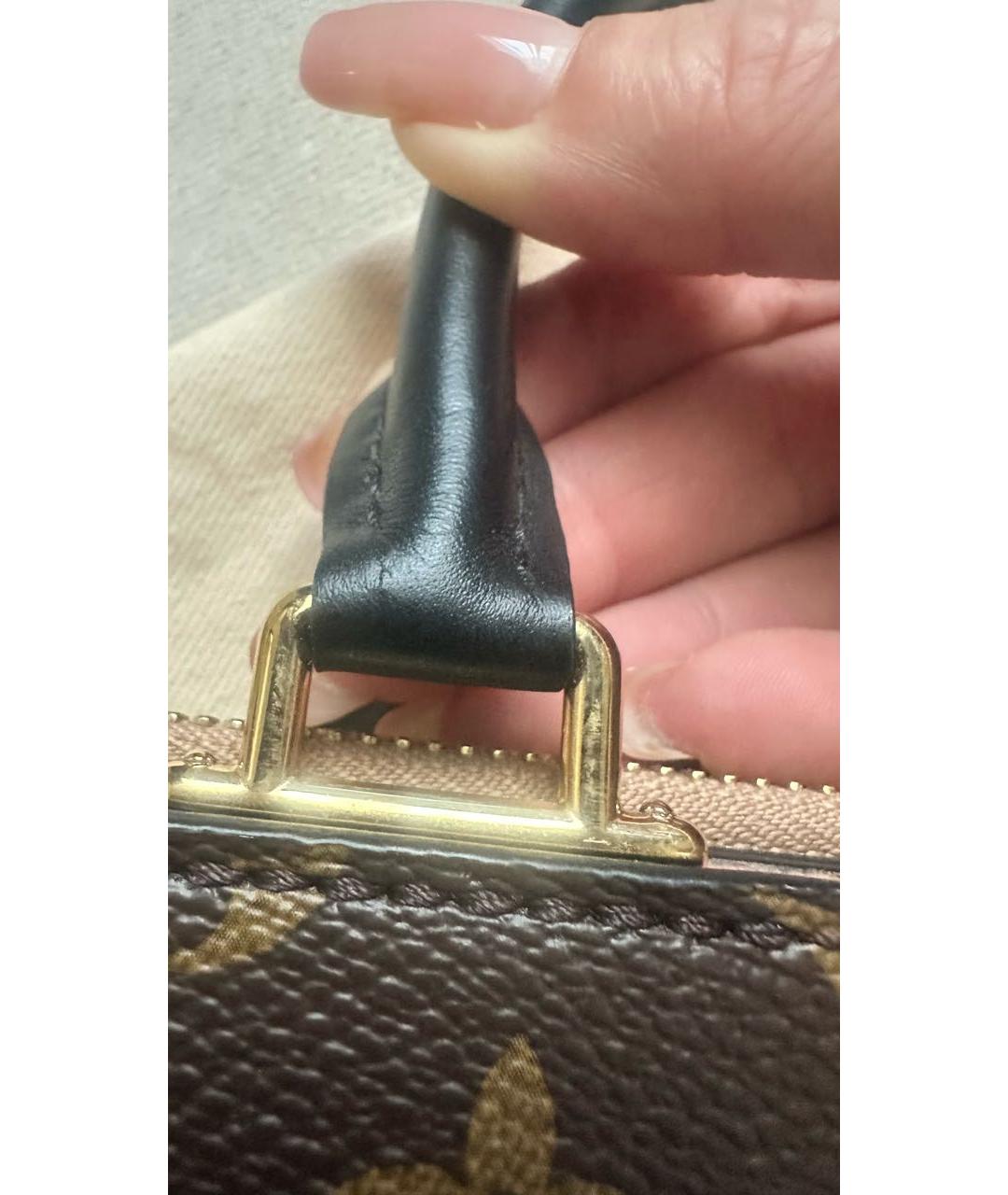 LOUIS VUITTON Коричневая кожаная сумка с короткими ручками, фото 8