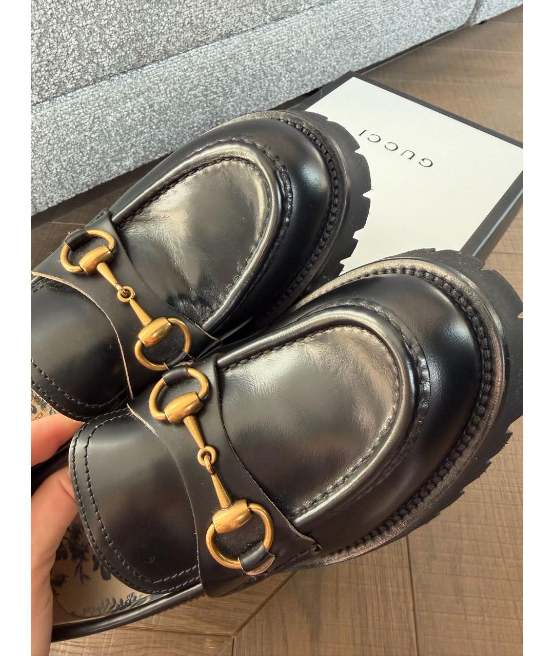 GUCCI Черные кожаные лоферы, фото 6