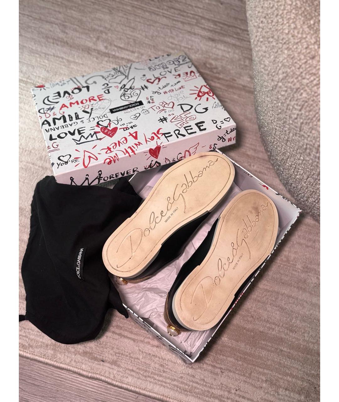 DOLCE&GABBANA Черные кожаные кеды, фото 6