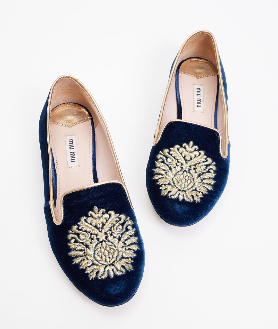 MIU MIU Темно-синие замшевые балетки, фото 2