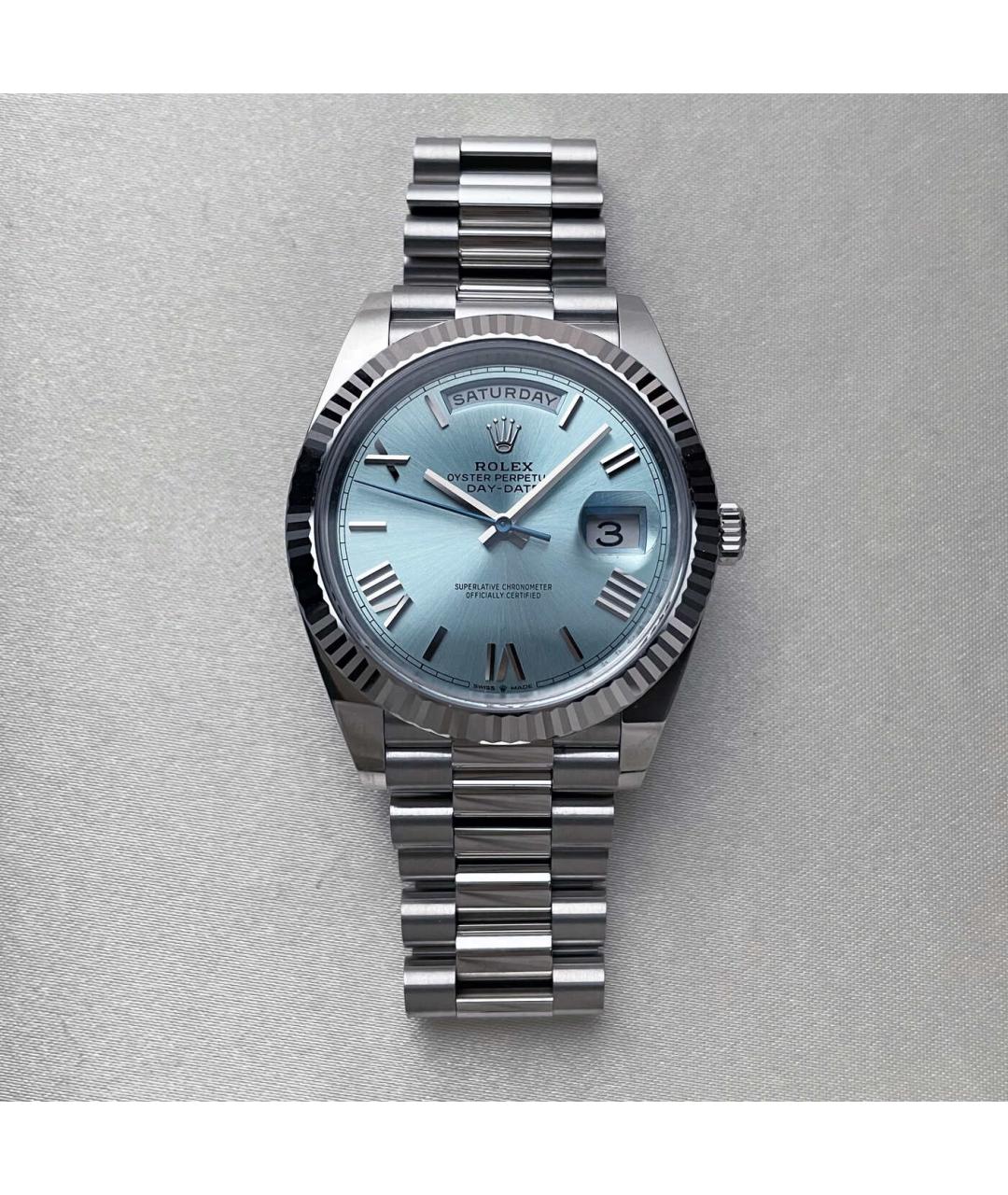 ROLEX Голубые платиновые часы, фото 2