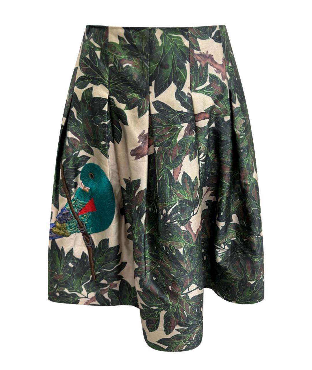 OSCAR DE LA RENTA Зеленая шелковая юбка миди, фото 1