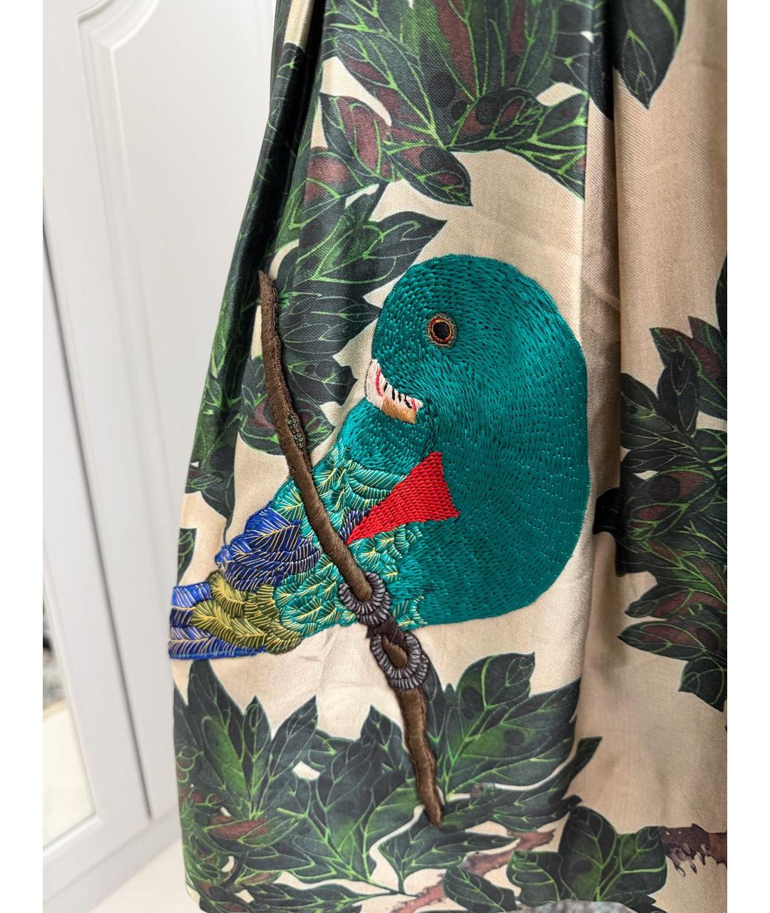 OSCAR DE LA RENTA Зеленая шелковая юбка миди, фото 2