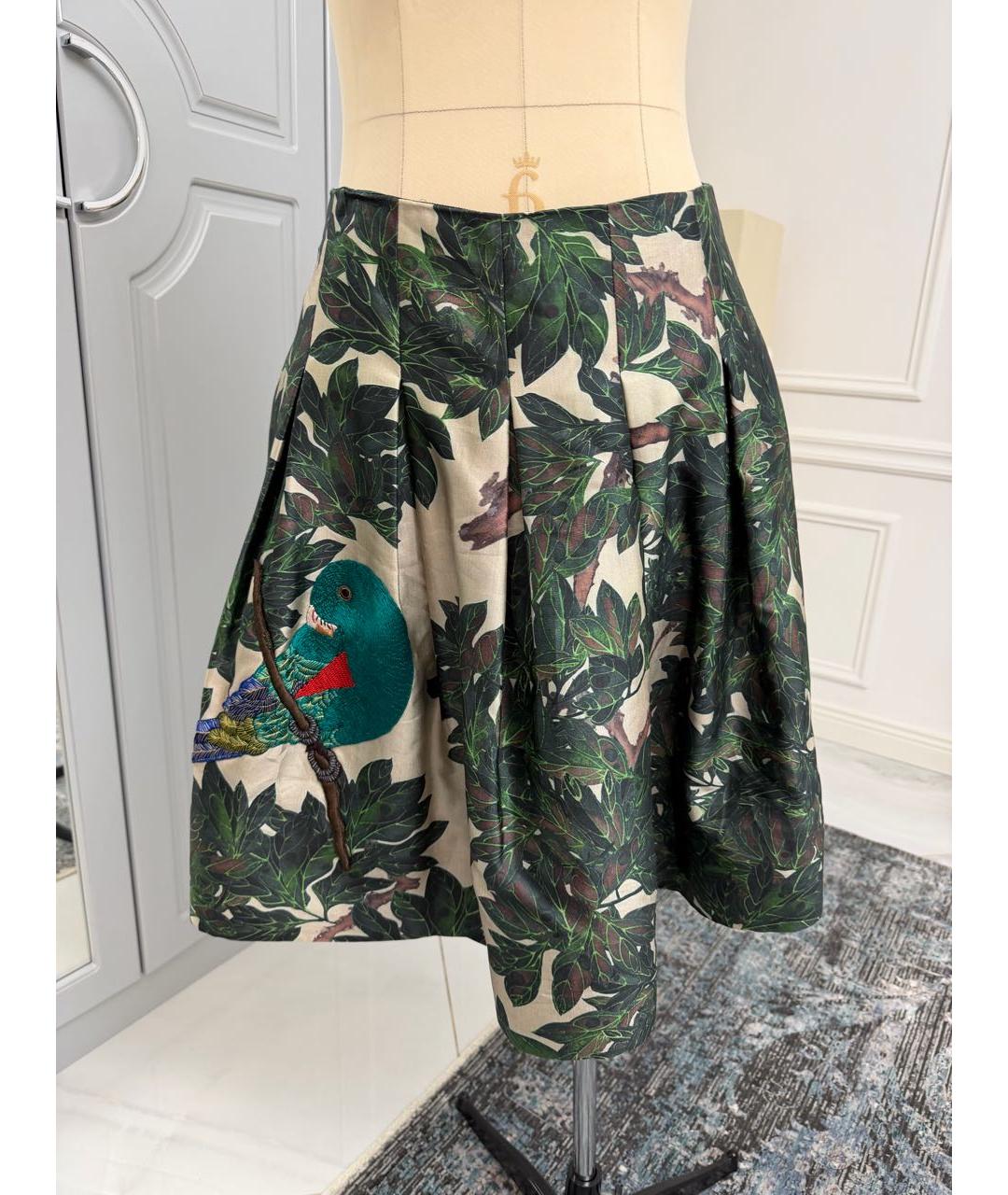 OSCAR DE LA RENTA Зеленая шелковая юбка миди, фото 5