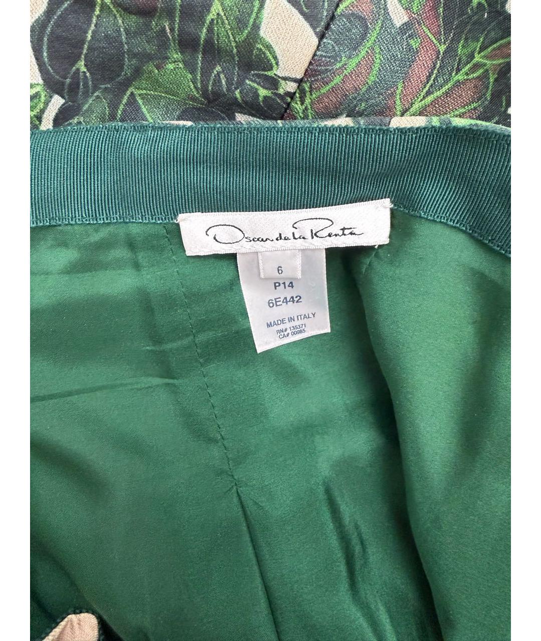 OSCAR DE LA RENTA Зеленая шелковая юбка миди, фото 4