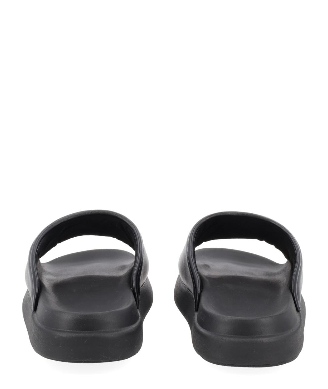 Y-3 Черные кожаные шлепанцы, фото 4