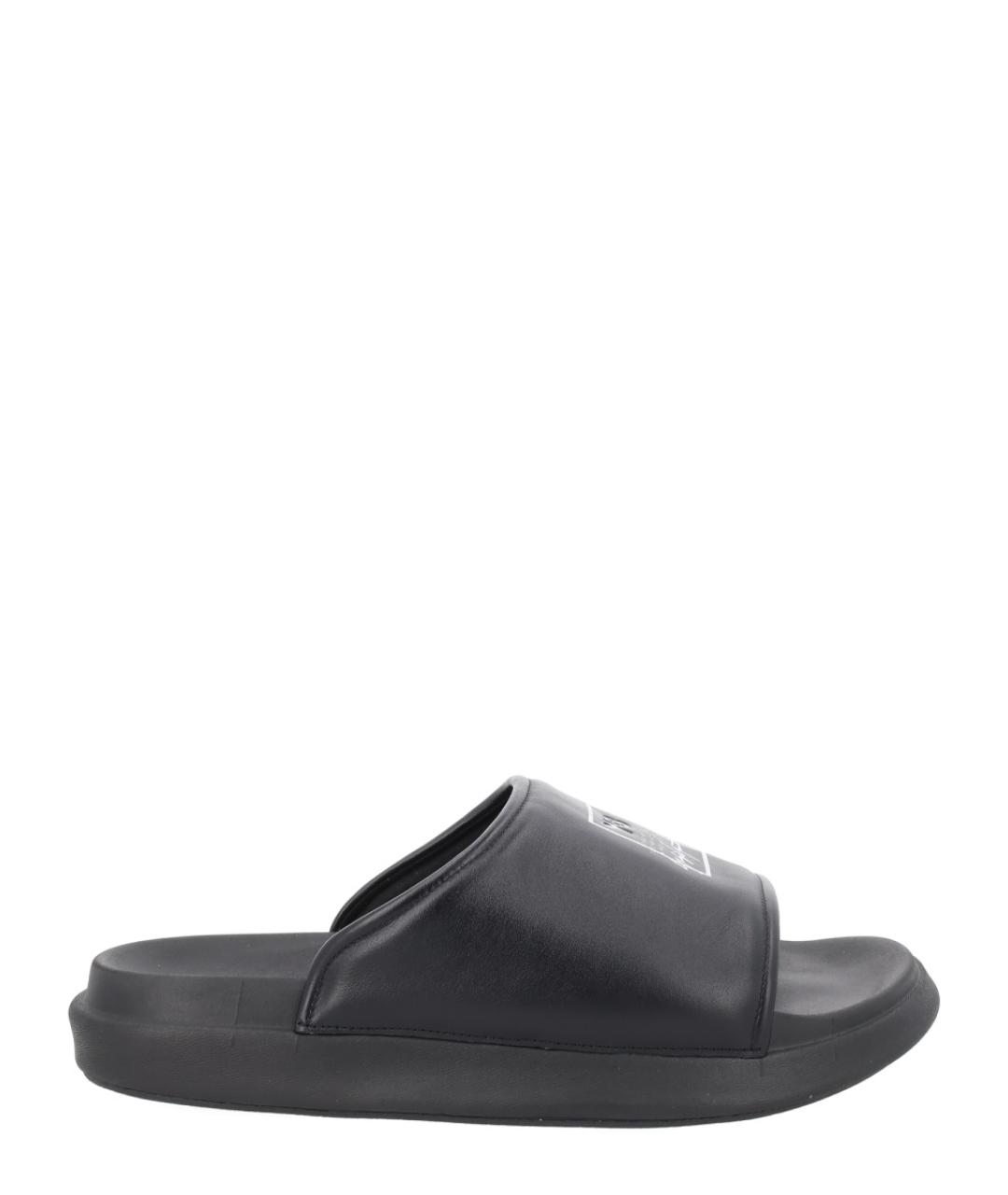 Y-3 Черные кожаные шлепанцы, фото 1