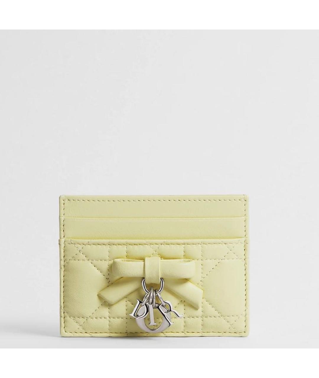 CHRISTIAN DIOR Желтый кожаный кардхолдер, фото 4