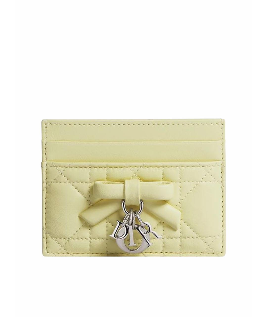CHRISTIAN DIOR Желтый кожаный кардхолдер, фото 1