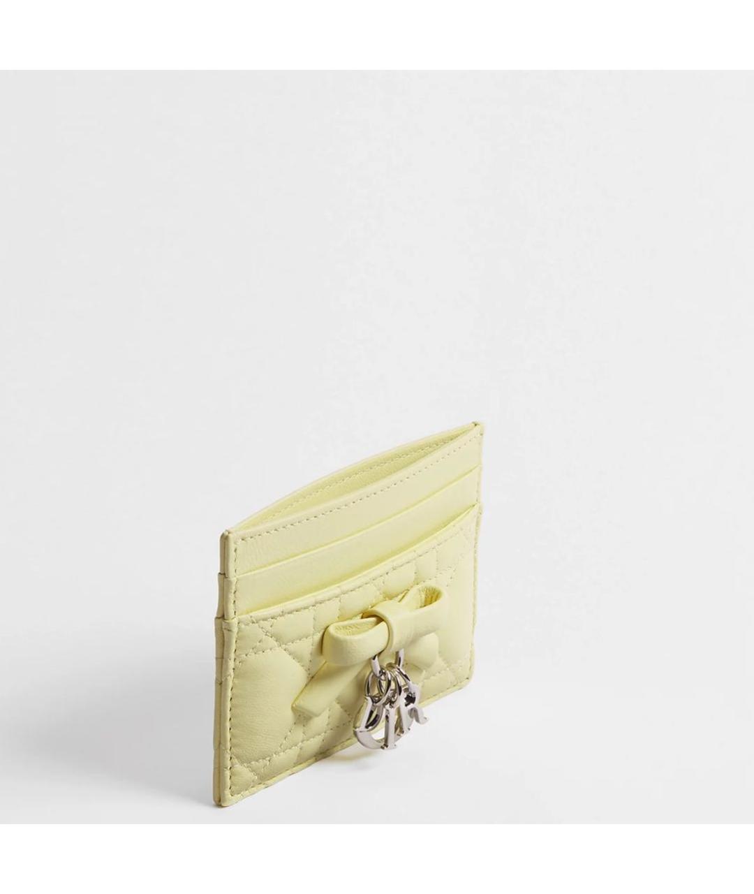 CHRISTIAN DIOR Желтый кожаный кардхолдер, фото 2