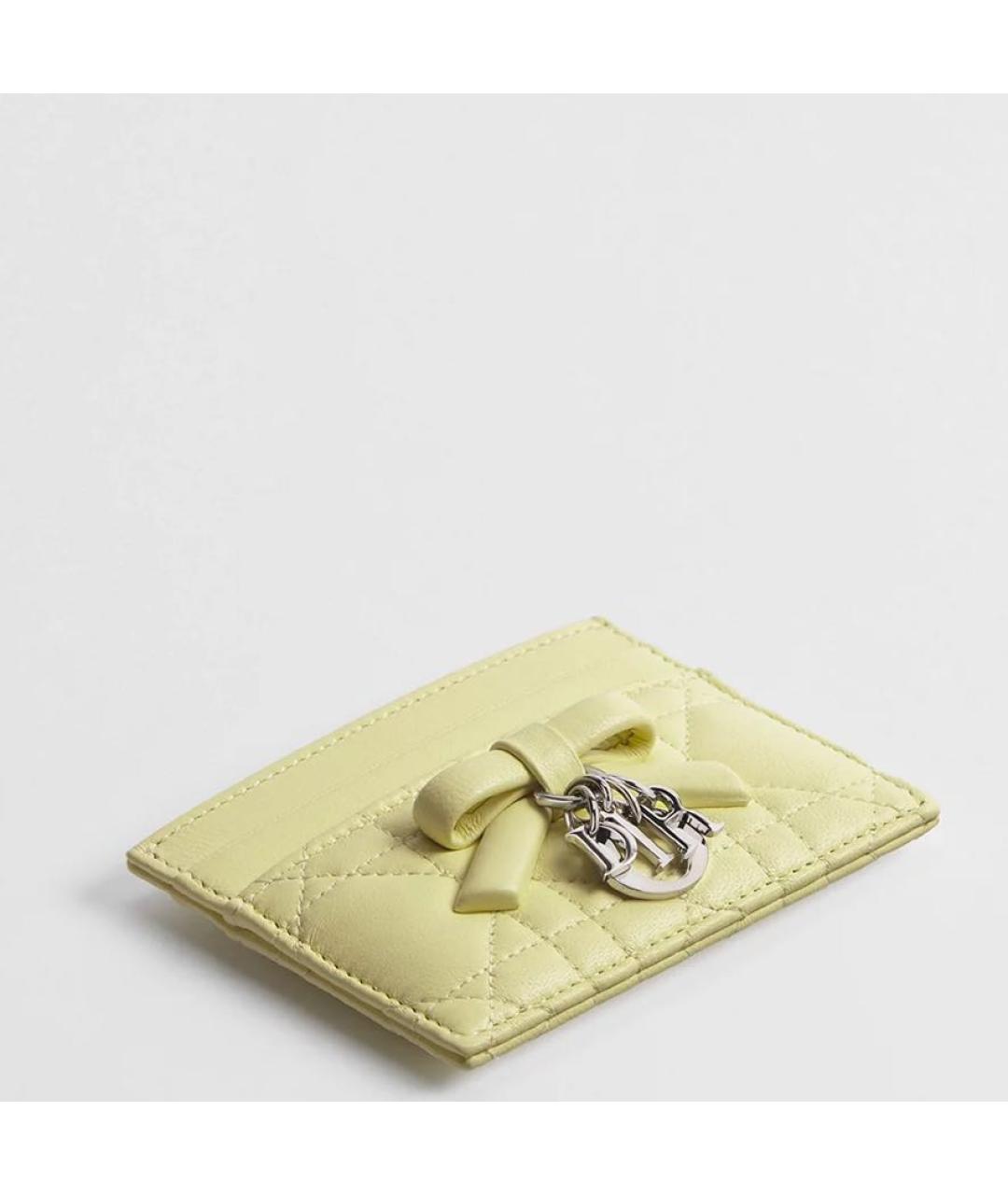 CHRISTIAN DIOR Желтый кожаный кардхолдер, фото 3