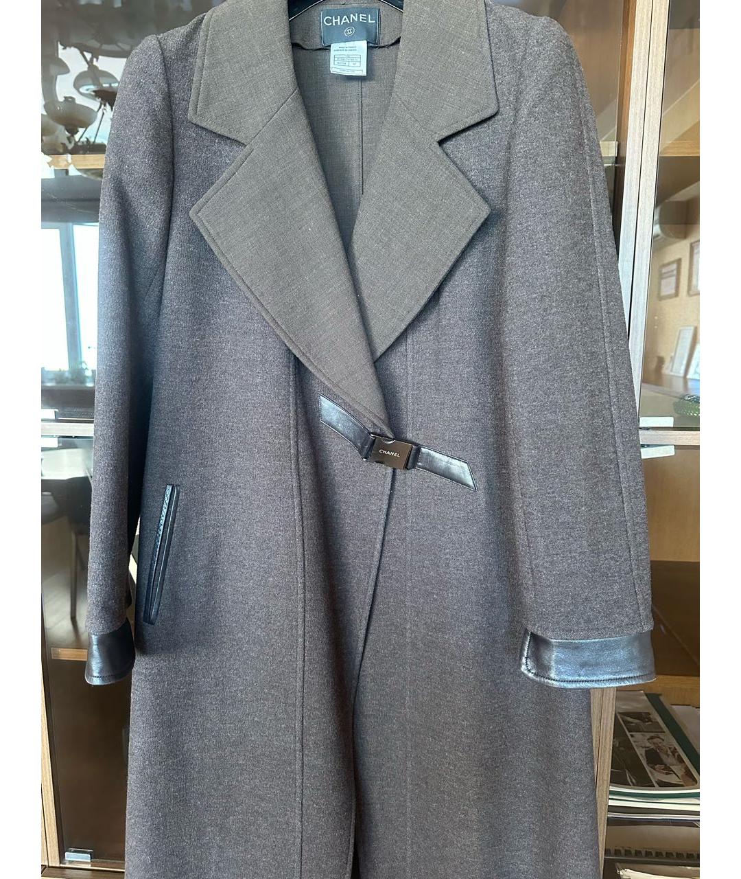 CHANEL Коричневое шерстяное пальто, фото 8
