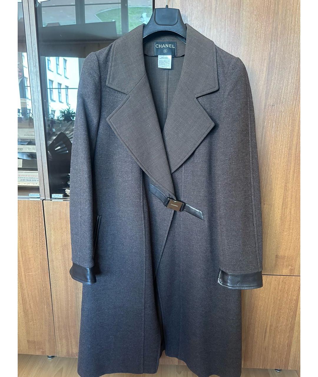 CHANEL Коричневое шерстяное пальто, фото 4