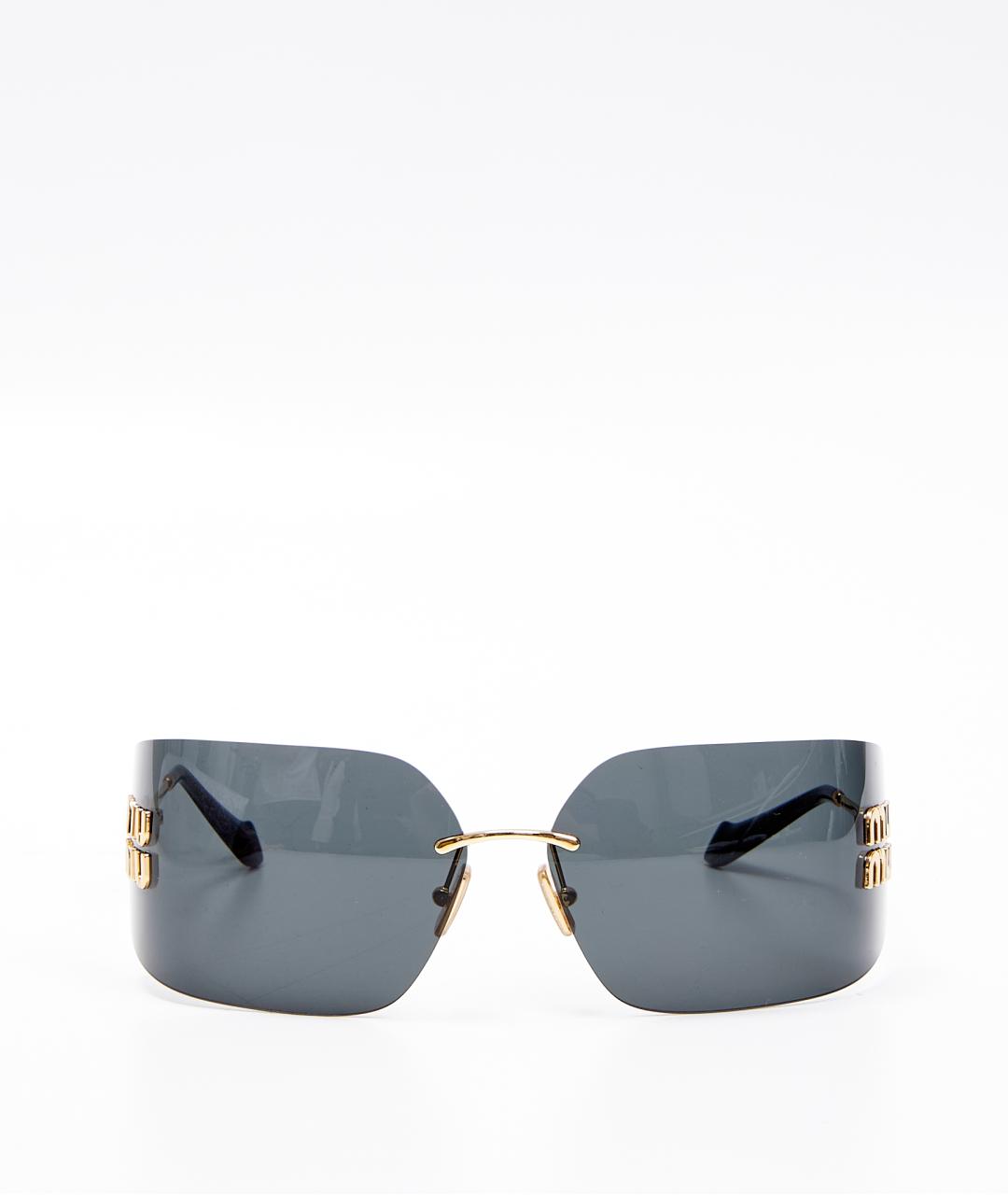 MIU MIU Черные металлические солнцезащитные очки, фото 5