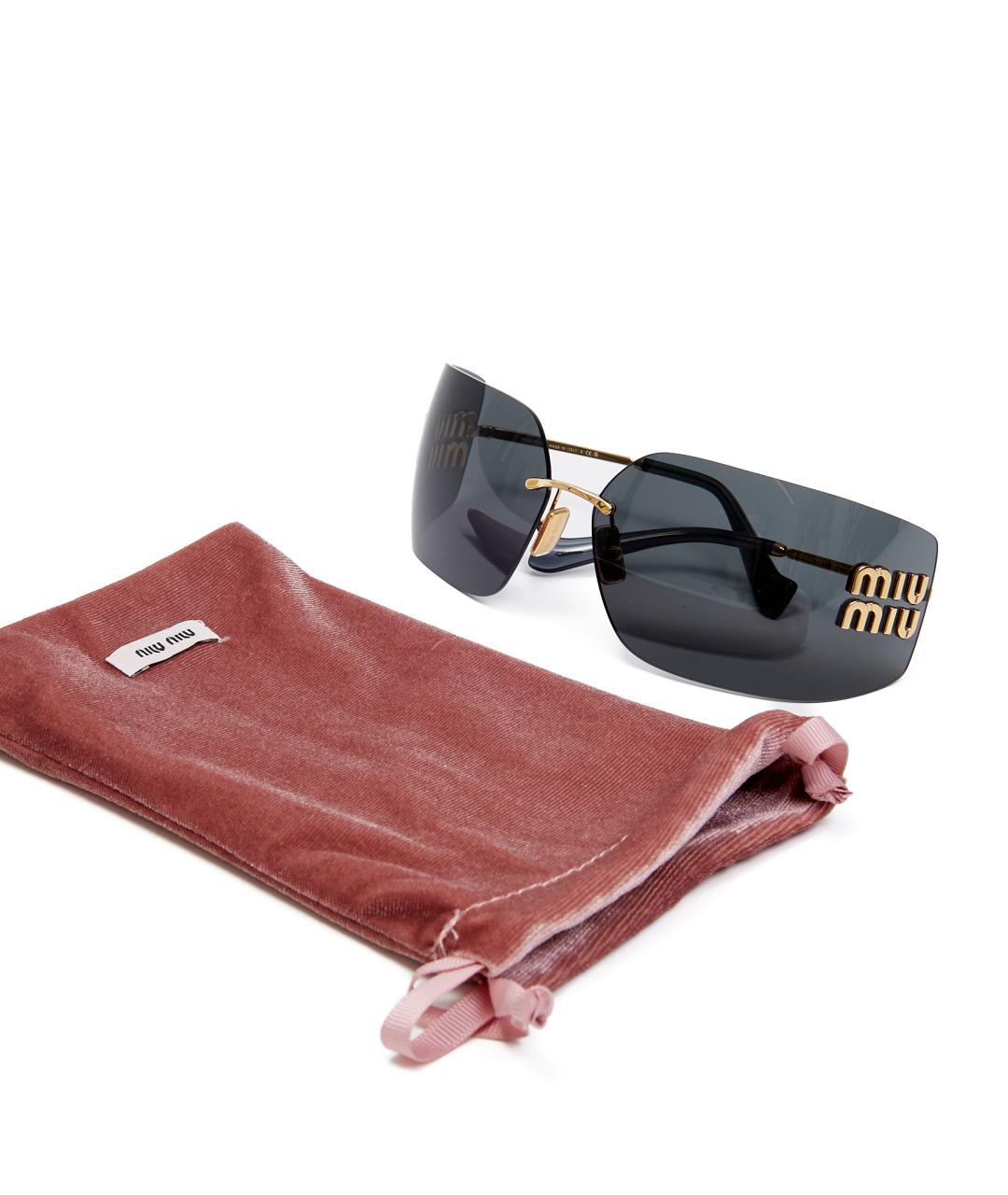 MIU MIU Черные металлические солнцезащитные очки, фото 4