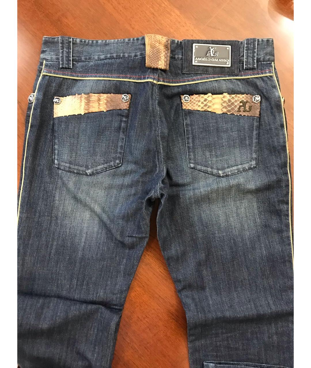 ANGELO GALASSO Темно-синие хлопковые прямые джинсы, фото 2