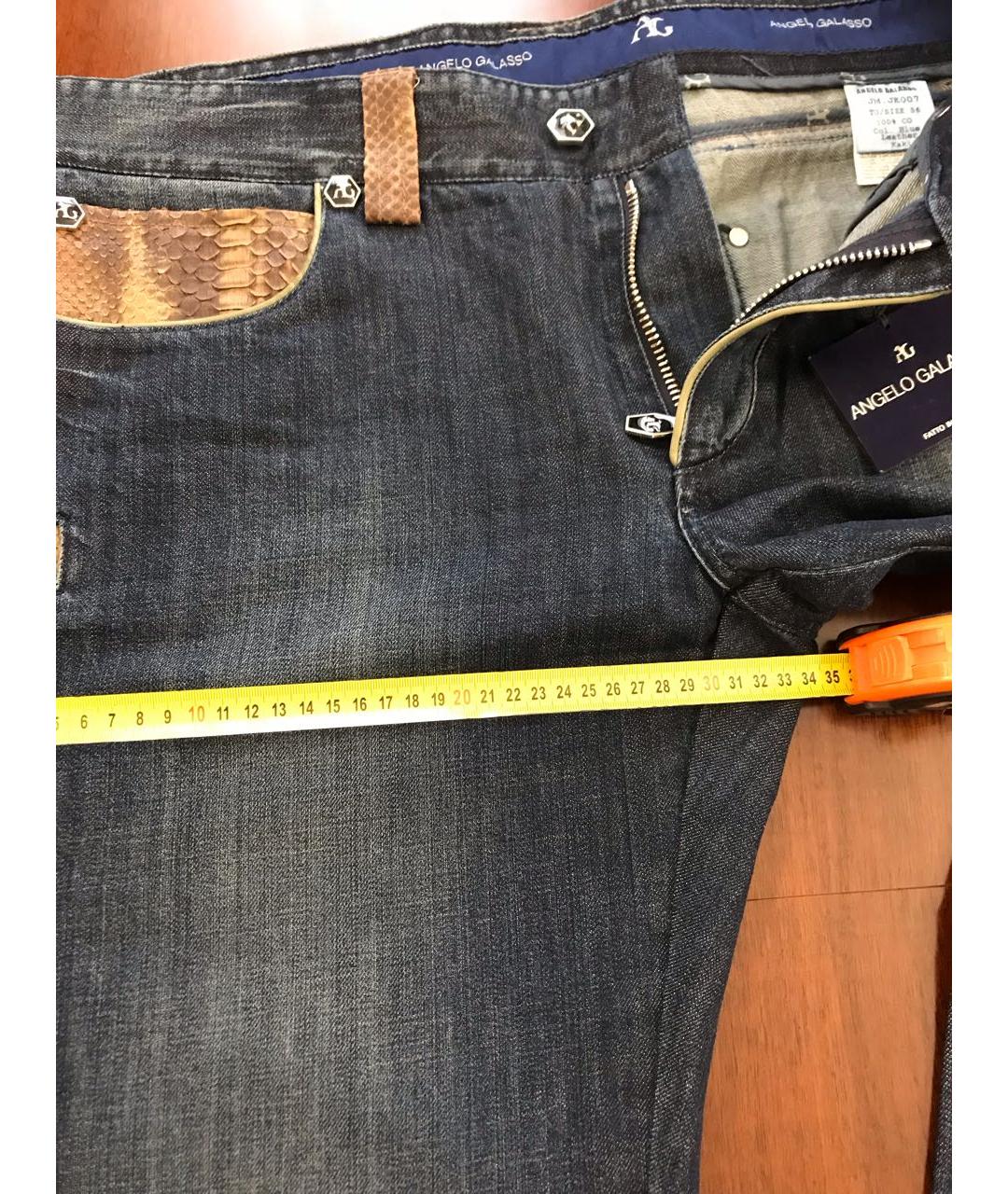 ANGELO GALASSO Темно-синие хлопковые прямые джинсы, фото 5