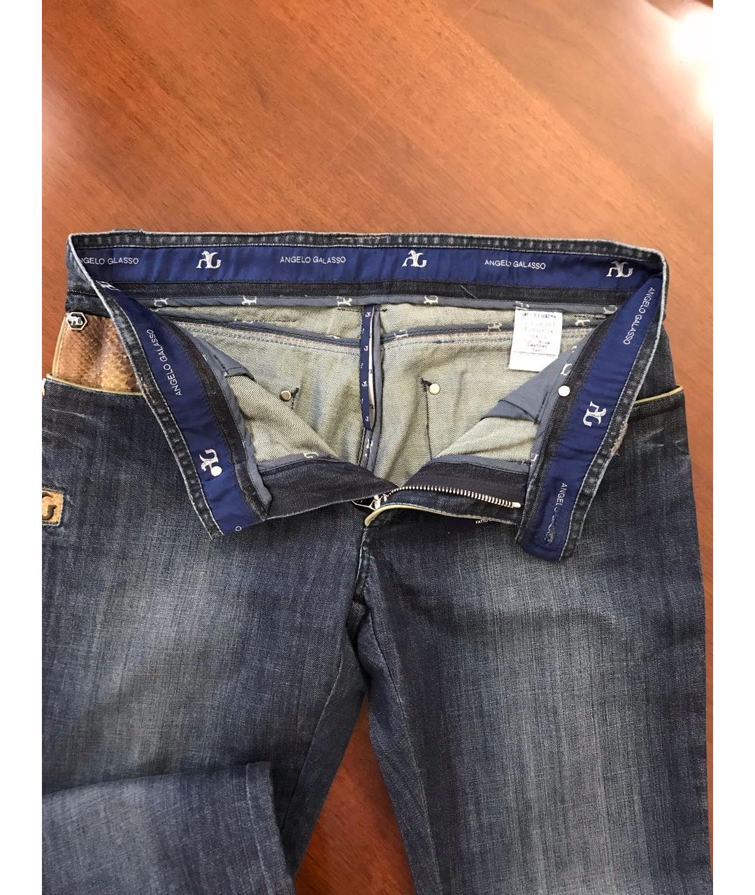 ANGELO GALASSO Темно-синие хлопковые прямые джинсы, фото 3