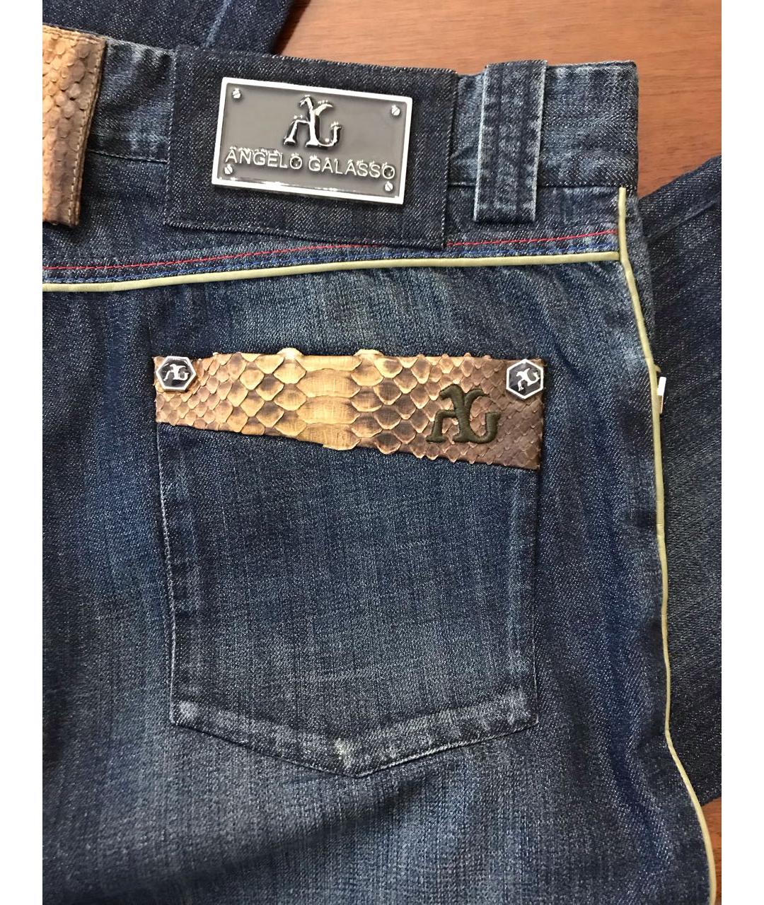 ANGELO GALASSO Темно-синие хлопковые прямые джинсы, фото 8