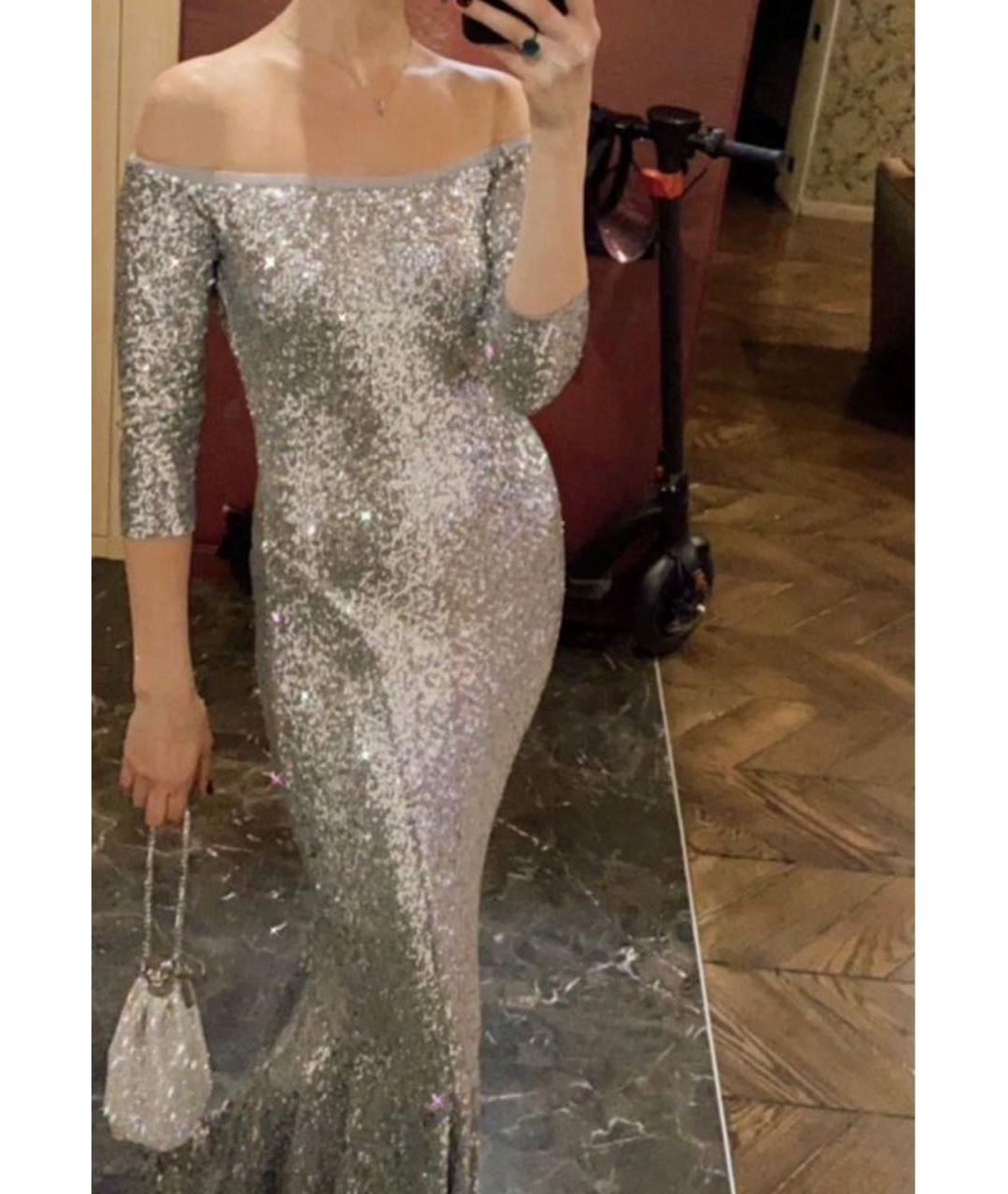 NORMA KAMALI Серебряное вечернее платье, фото 6