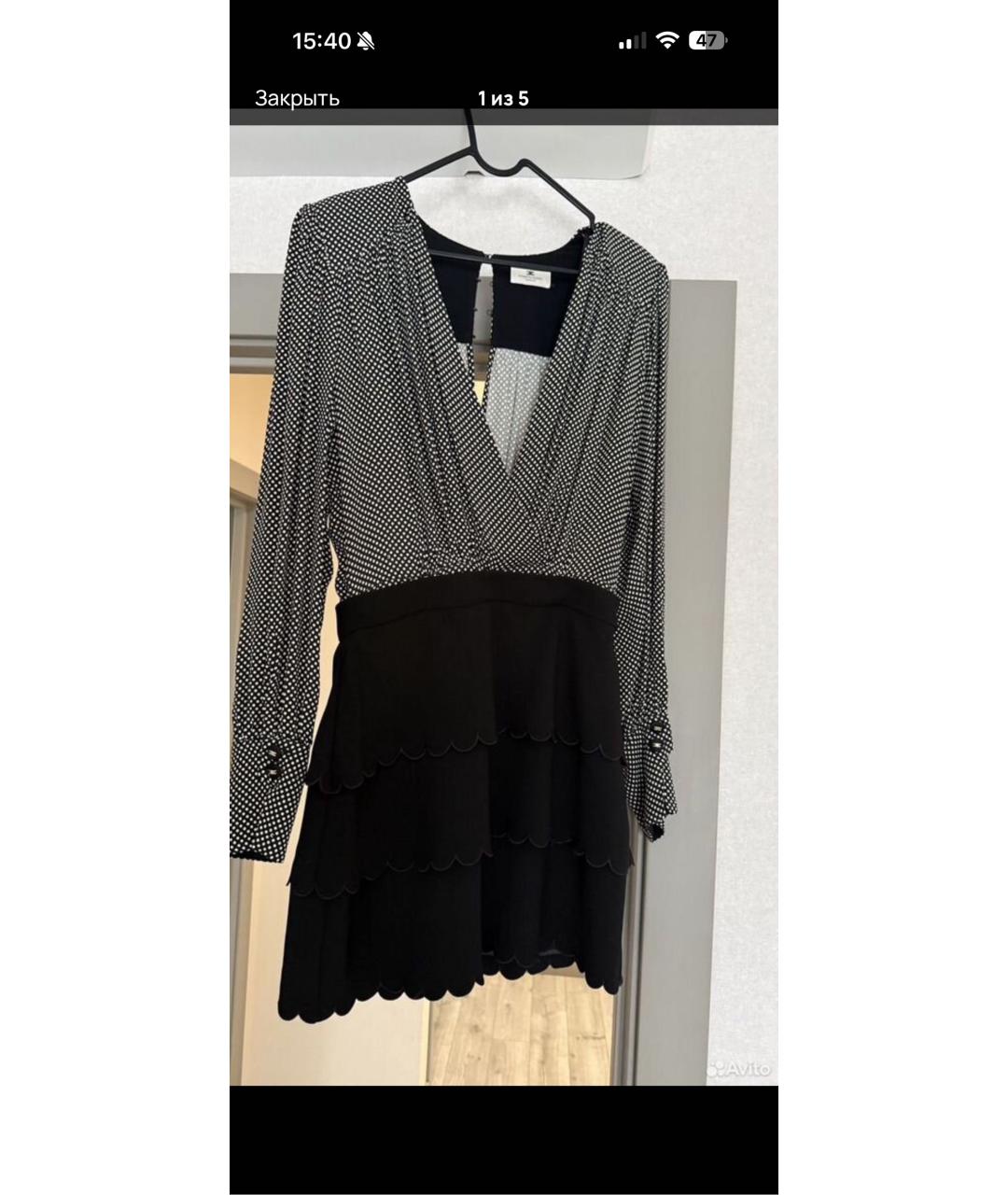 ELISABETTA FRANCHI Черное вискозное вечернее платье, фото 3