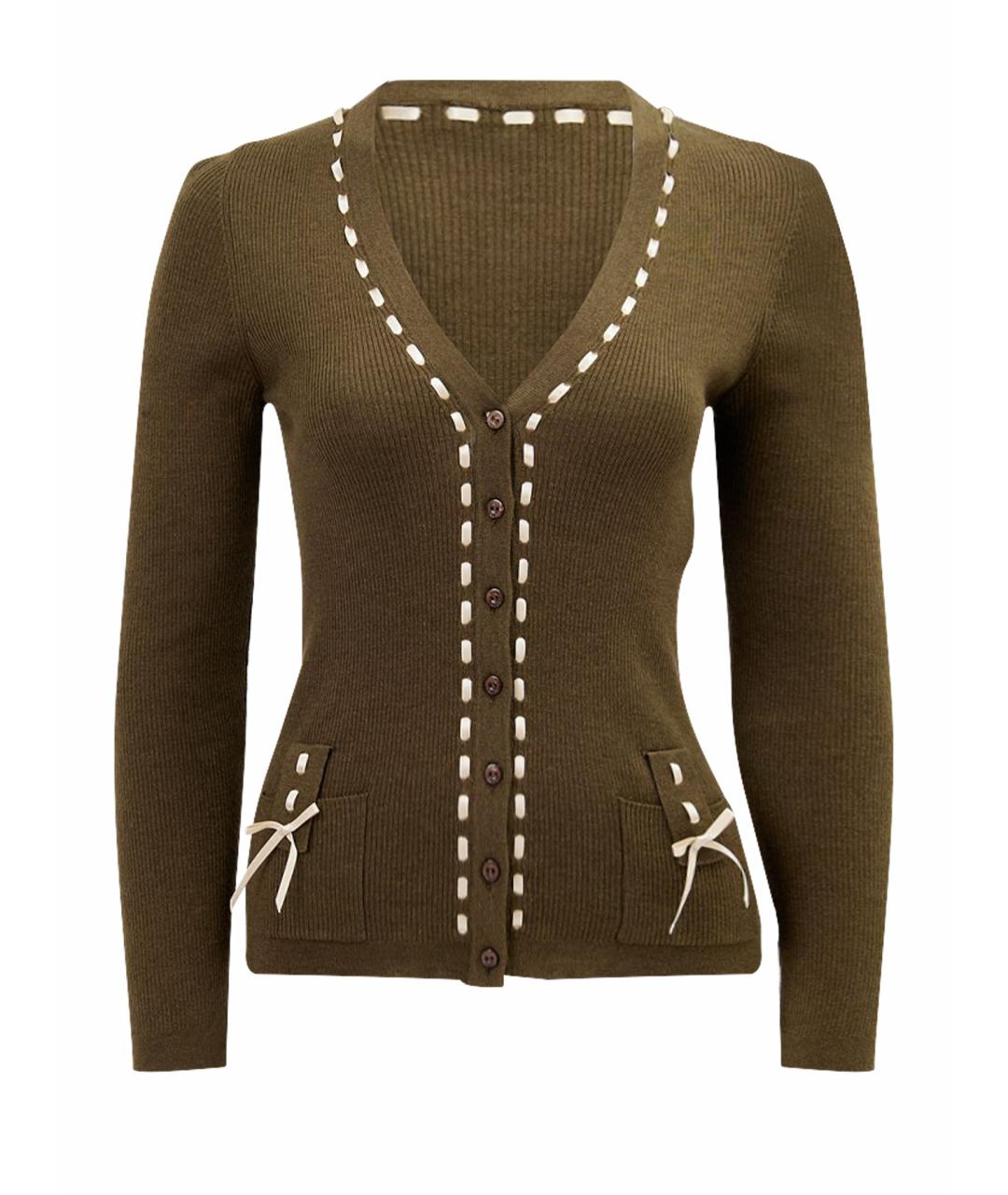 CHRISTIAN DIOR Хаки кашемировый кардиган, фото 1