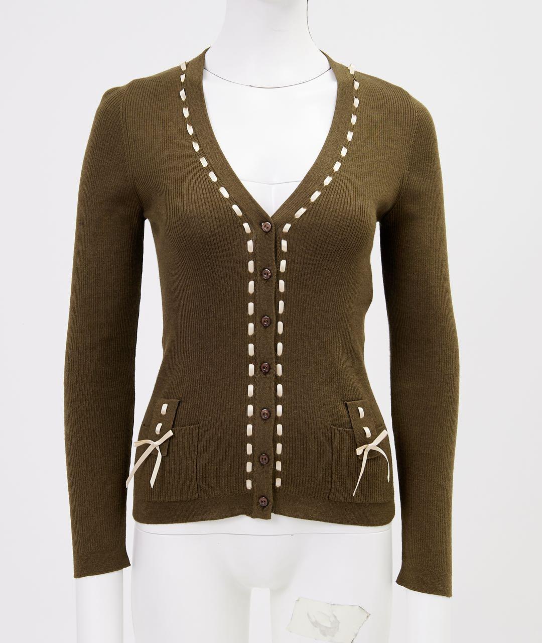 CHRISTIAN DIOR Хаки кашемировый кардиган, фото 5