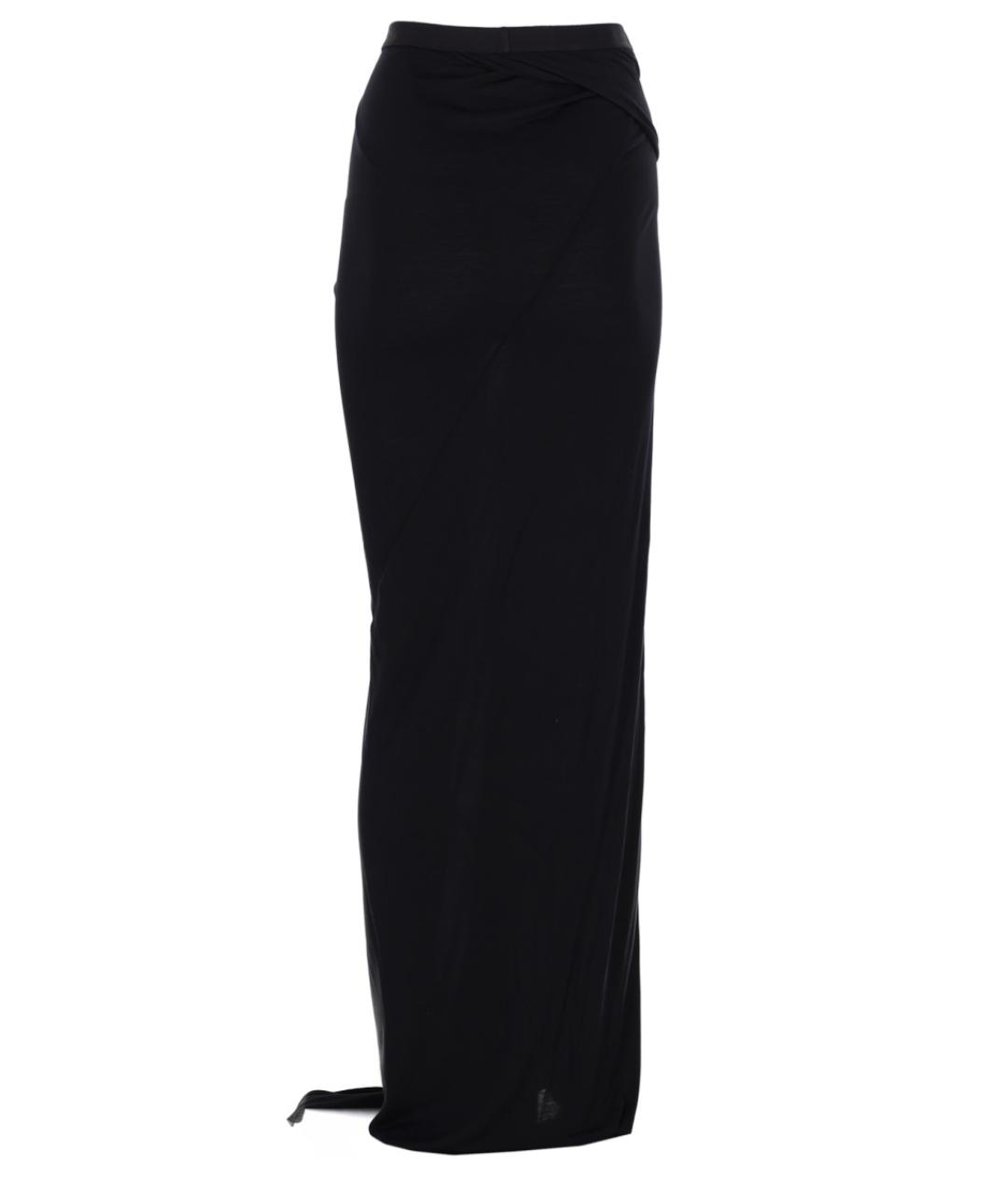 RICK OWENS Черная вискозная юбка макси, фото 3