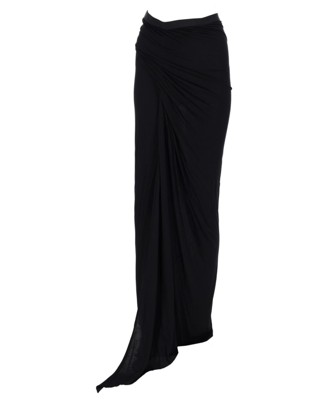 RICK OWENS Черная вискозная юбка макси, фото 1