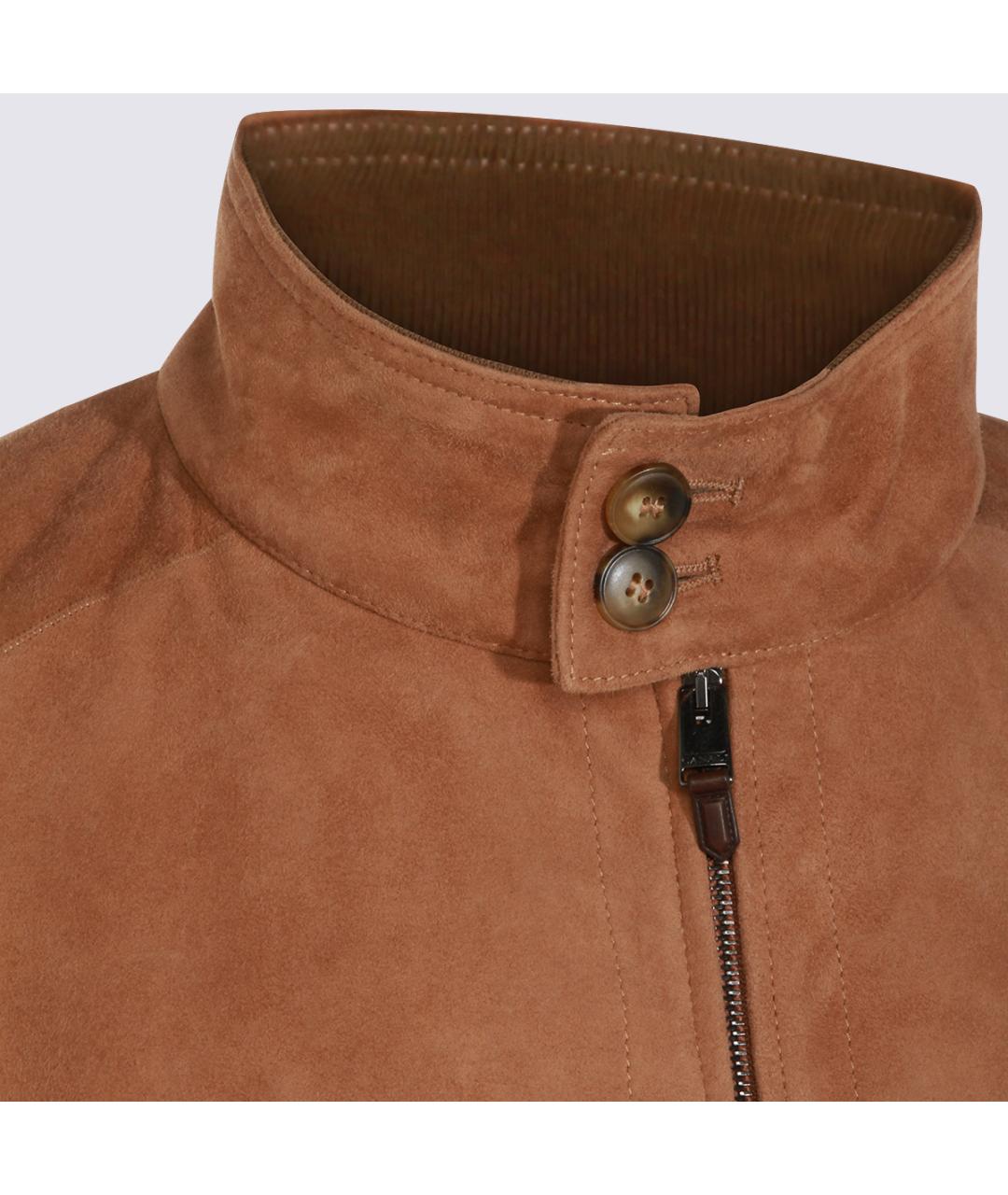 CANALI Коричневая кожаная куртка, фото 3