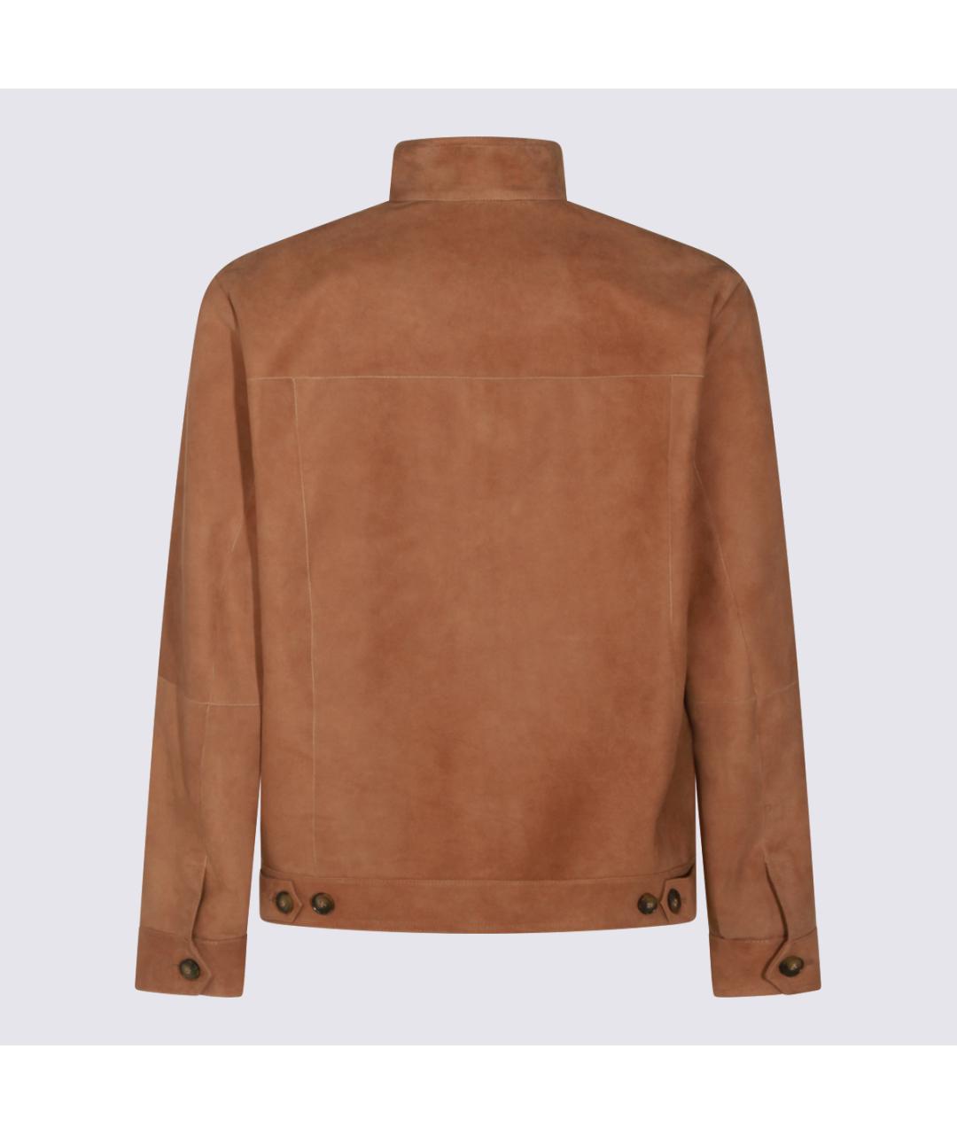 CANALI Коричневая кожаная куртка, фото 2