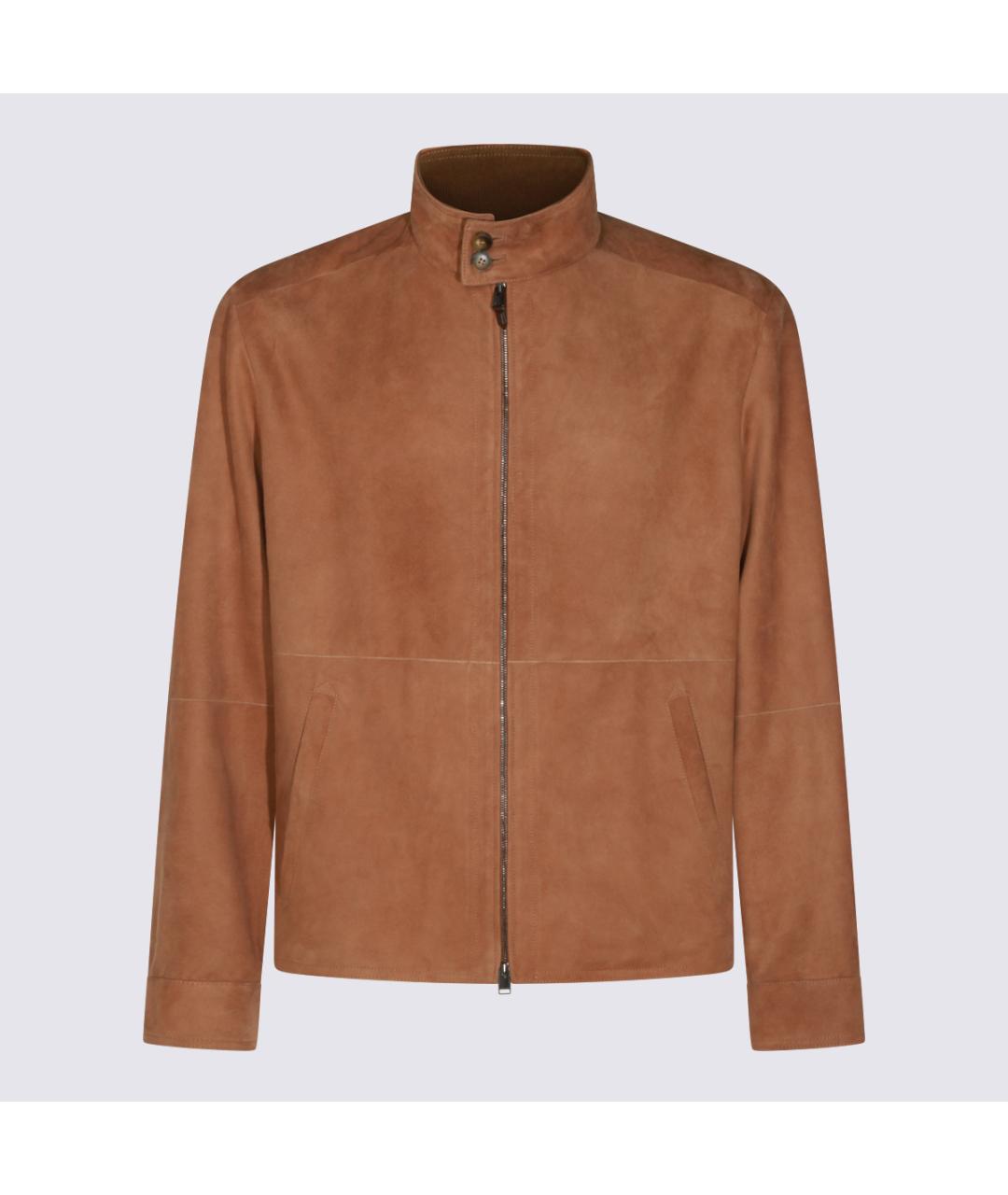 CANALI Коричневая кожаная куртка, фото 5