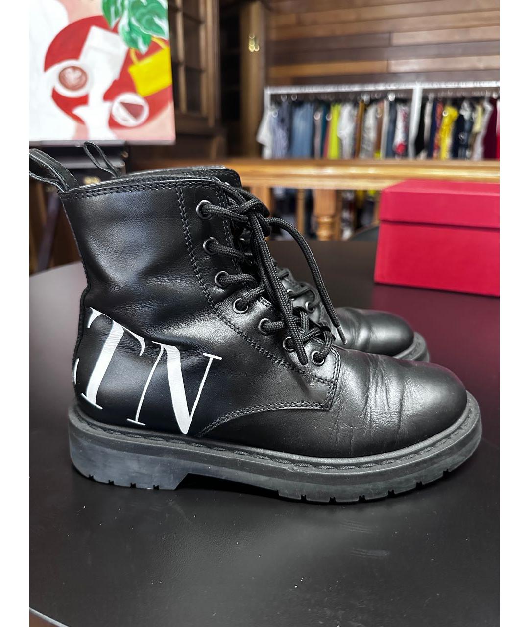 VALENTINO Черные кожаные ботинки, фото 9